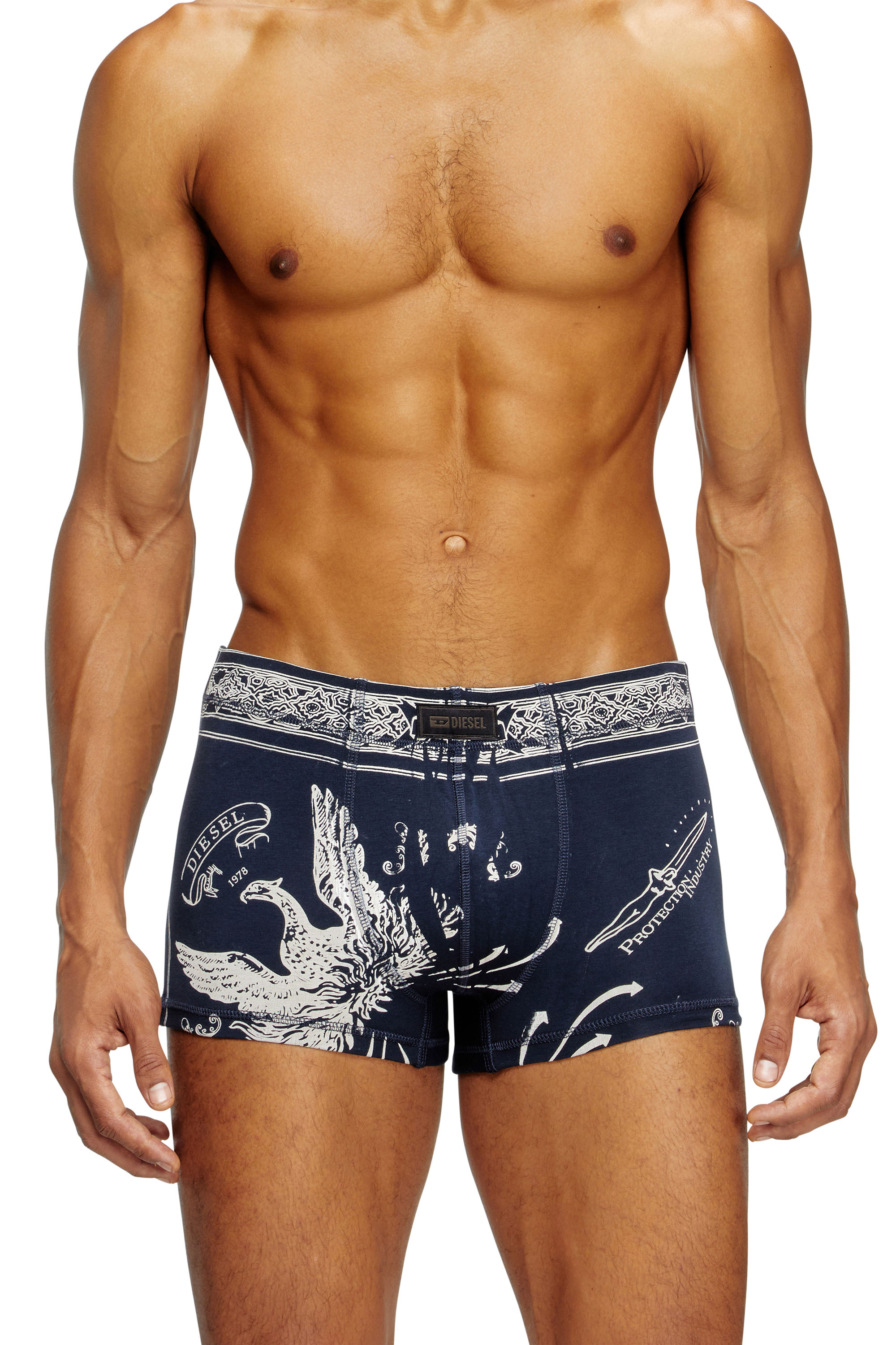 Diesel - DAMIEN-UTLT, Boxer con stampa Phoenix Uomo in Blu - 1