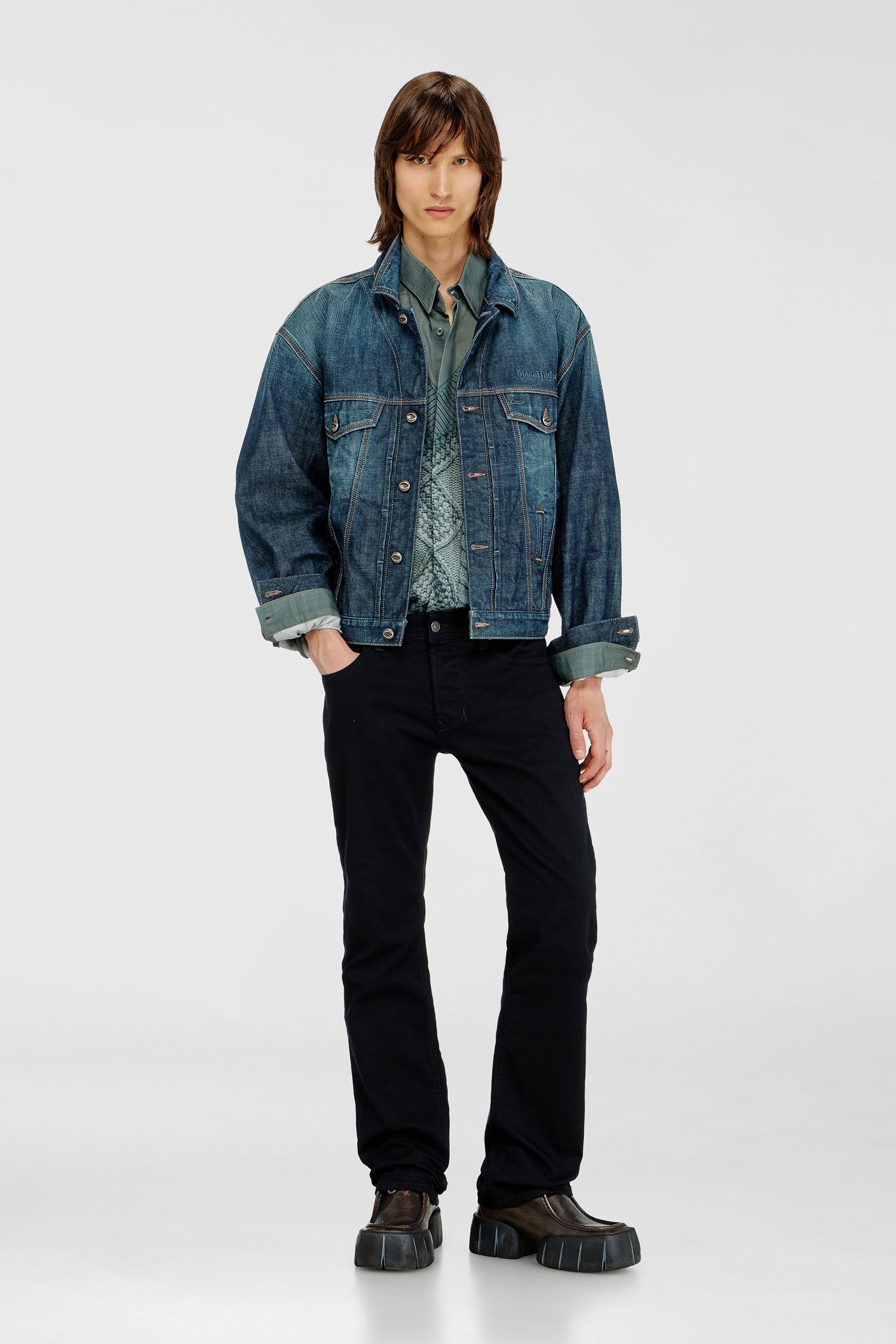 Diesel - Regular Jeans 1985 Larkee 0688H Uomo, Nero/Grigio scuro - Image 2
