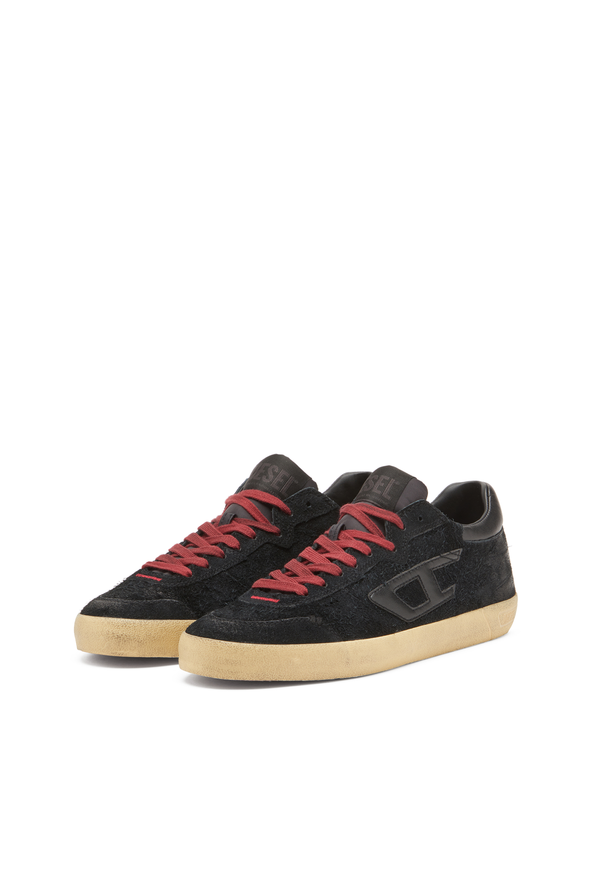 Diesel - S-LEROJI LOW, S-Leroji-Sneaker distressed in suede effetto pelo Uomo in Nero - 9