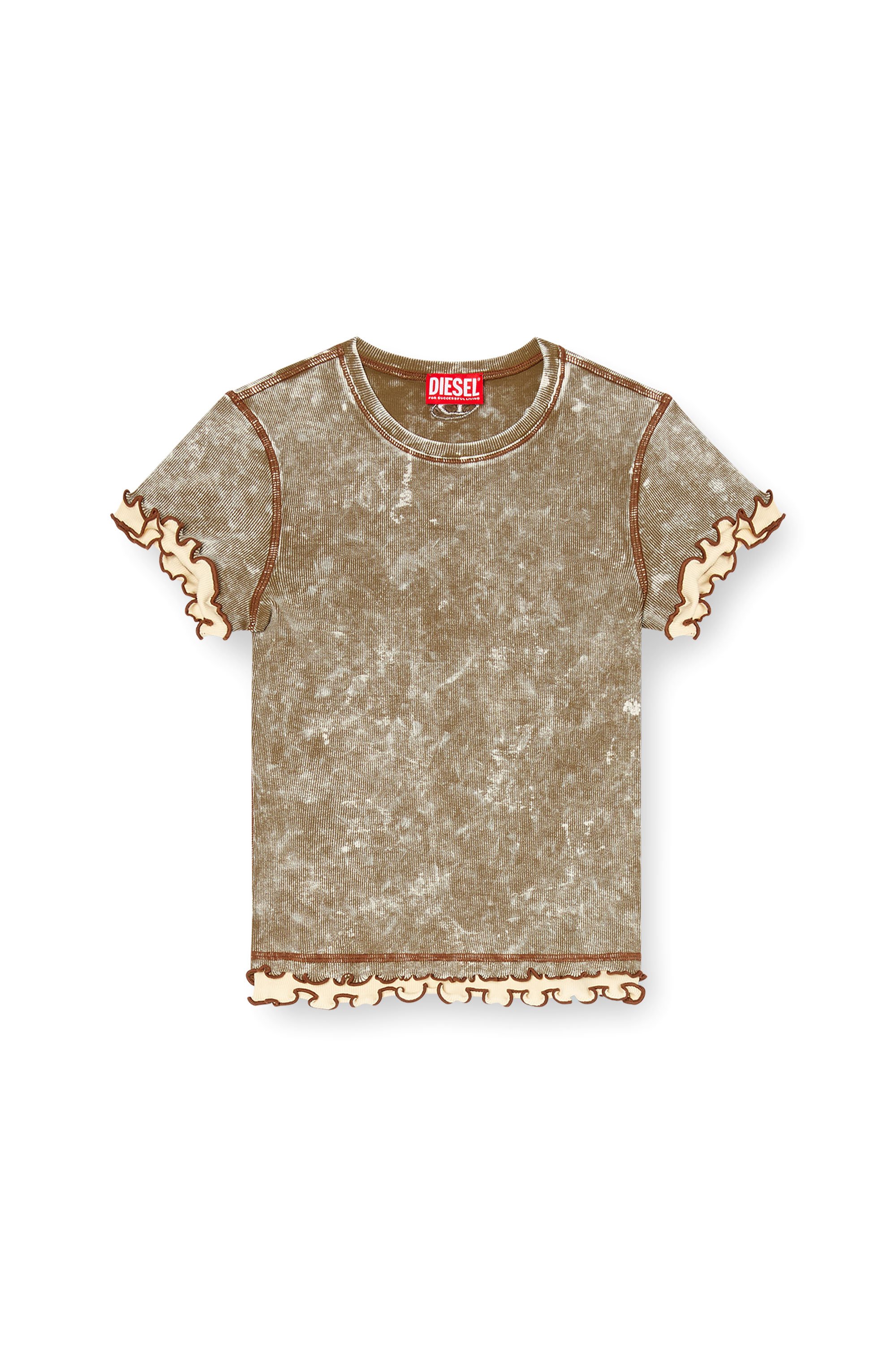 Diesel - T-FLU, T-shirt effetto marble con balze Donna in ToBeDefined - 3