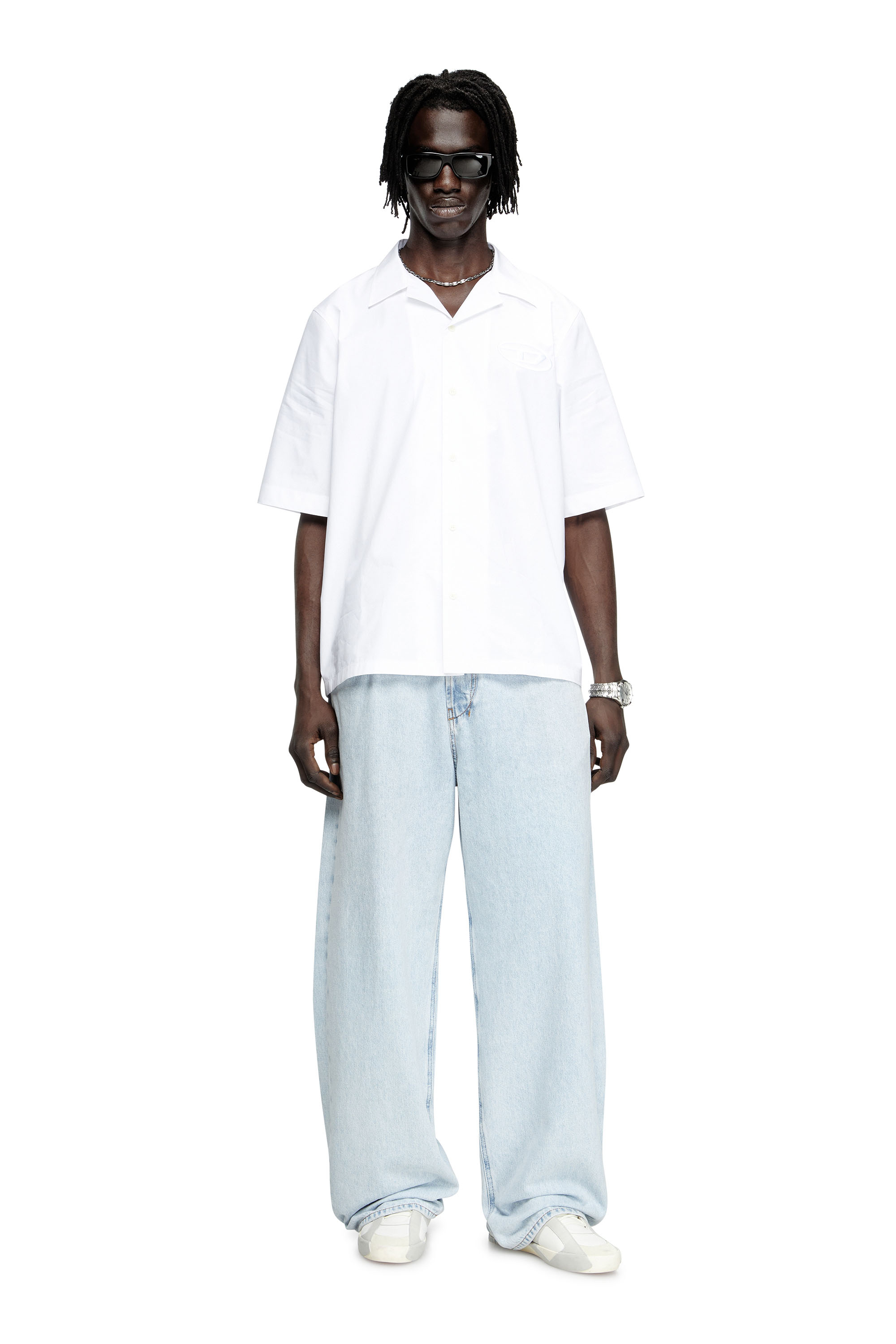 Diesel - S-MAC-PCAL, Camicia bowling con logo Oval D Uomo in Bianco - 2