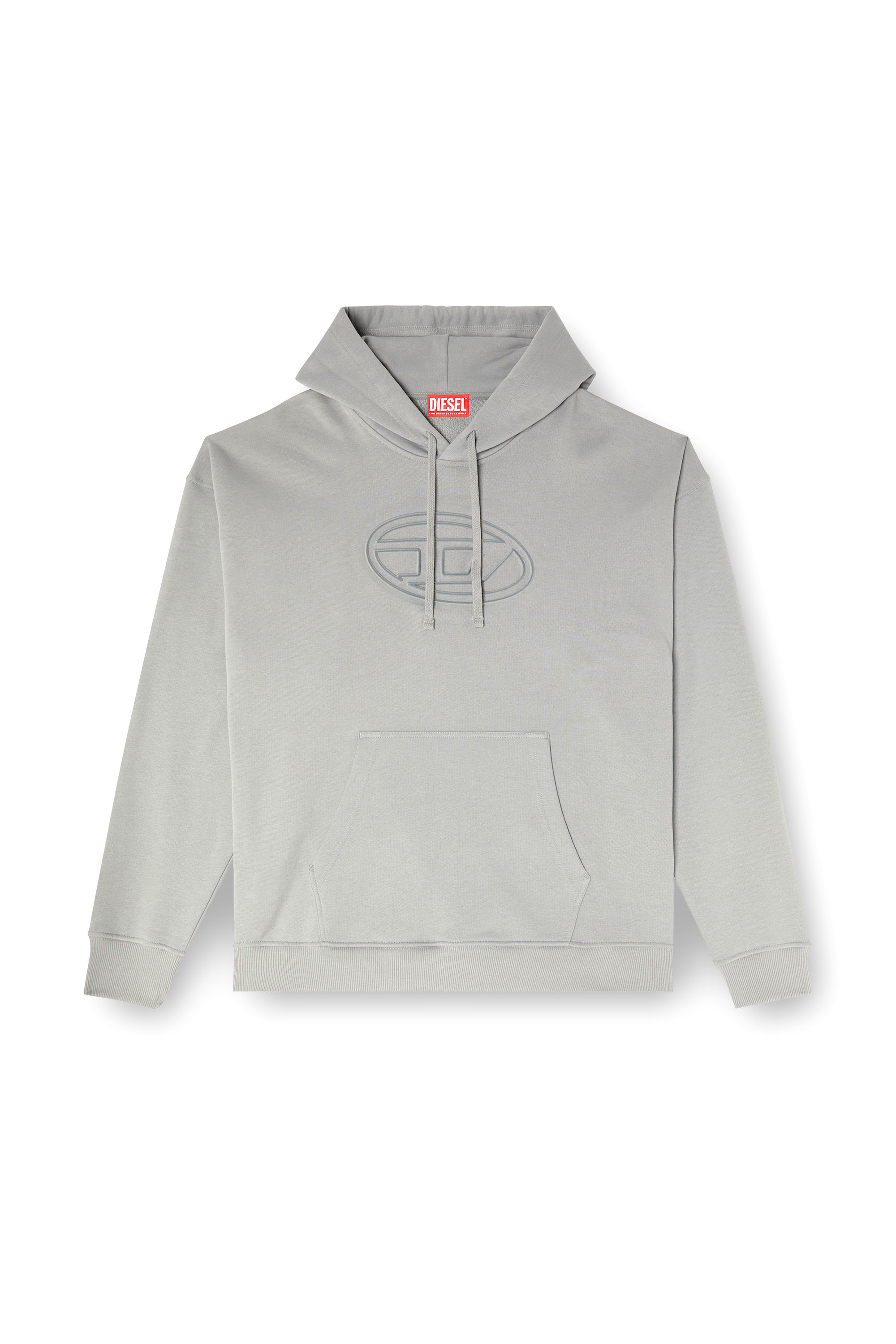 Diesel - S-UMMER-BIGOVAL, Hoodie con logo Oval D in rilievo Uomo in Grigio - 4