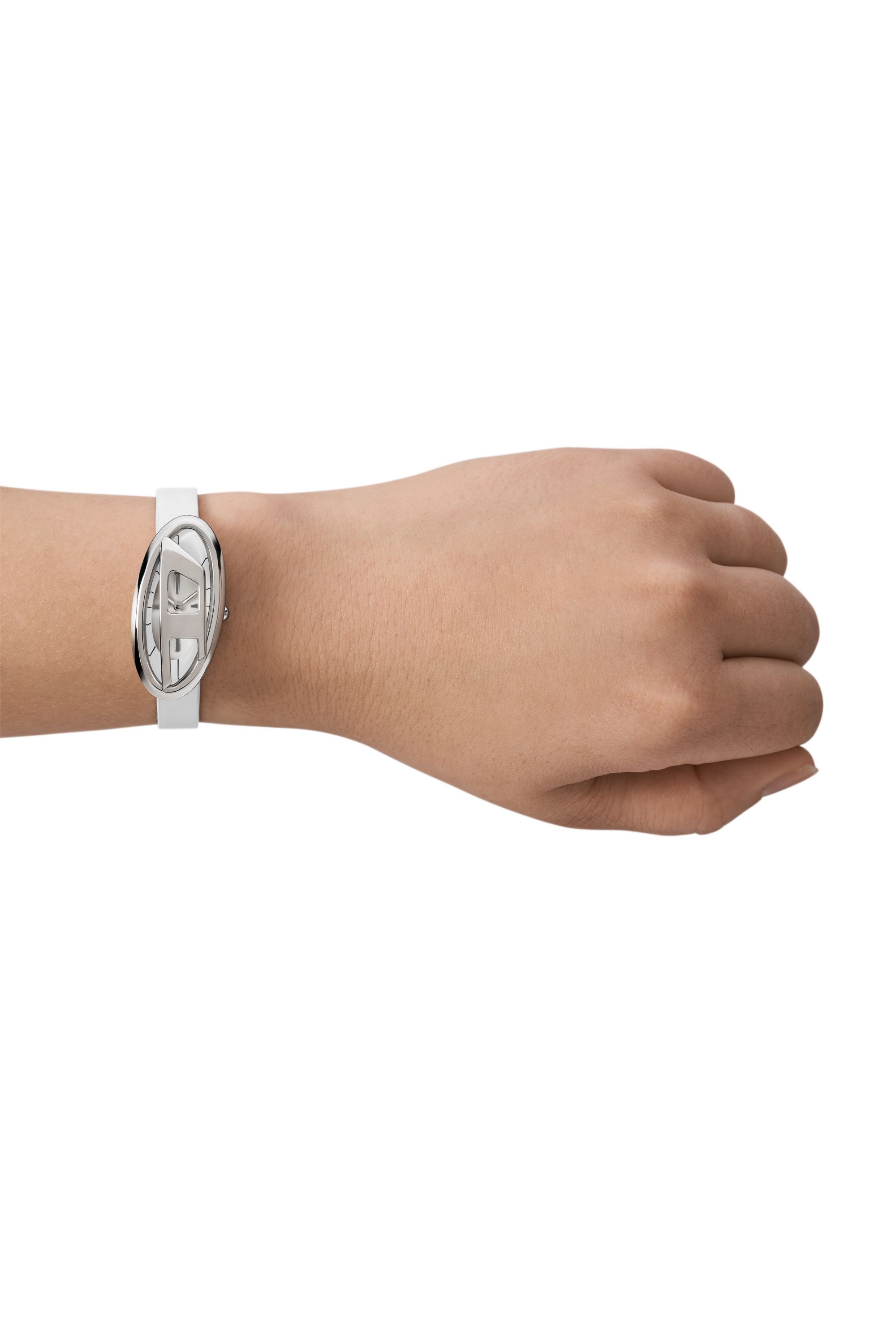 Diesel - DZ5613 WATCH, Orologio D-Era con due lancette e cinturino in pelle bianca Donna in Bianco - 4