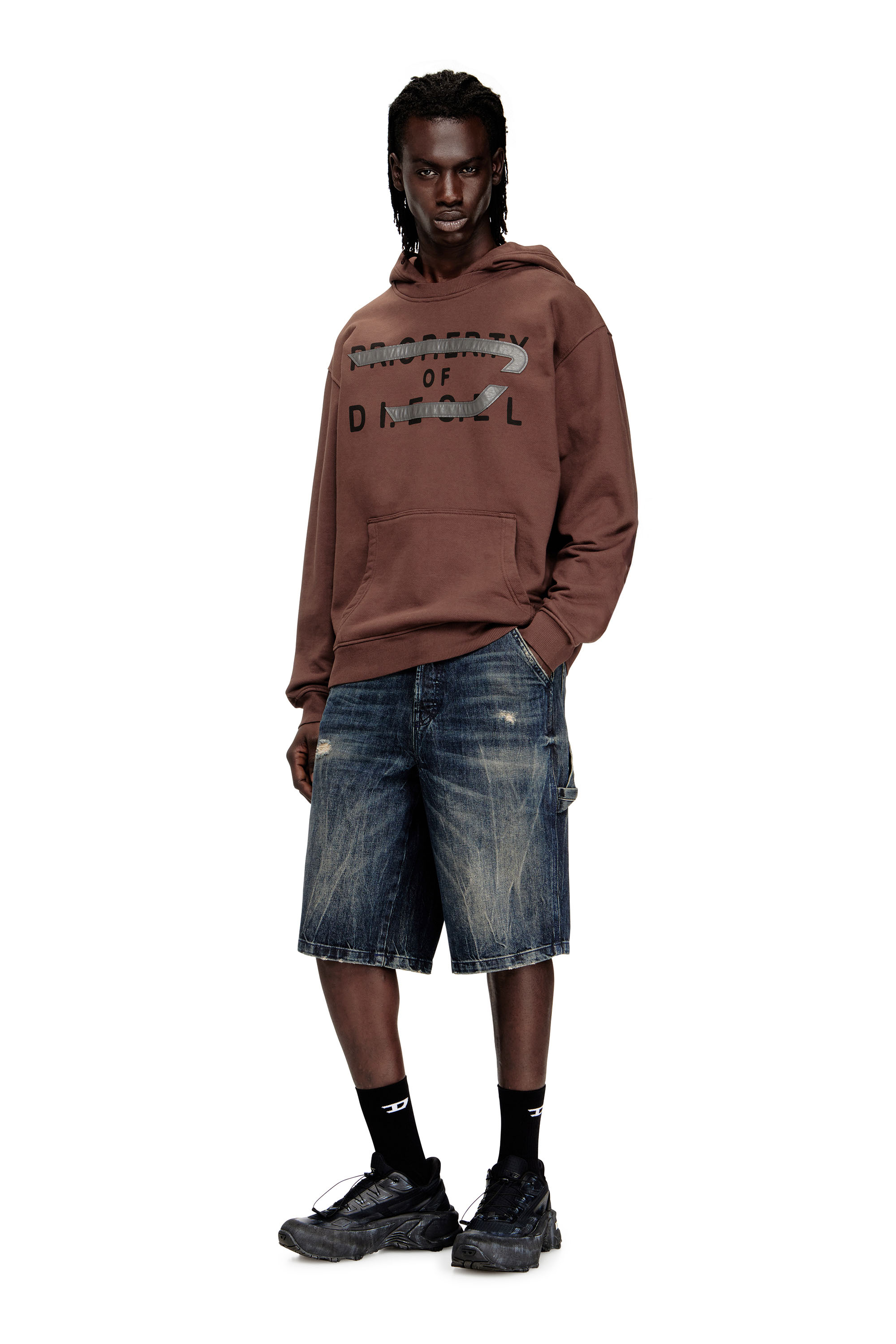 Diesel - S-NORMAN-HOOD, Felpa in cotone con applicazione a D Uomo in ToBeDefined - 2