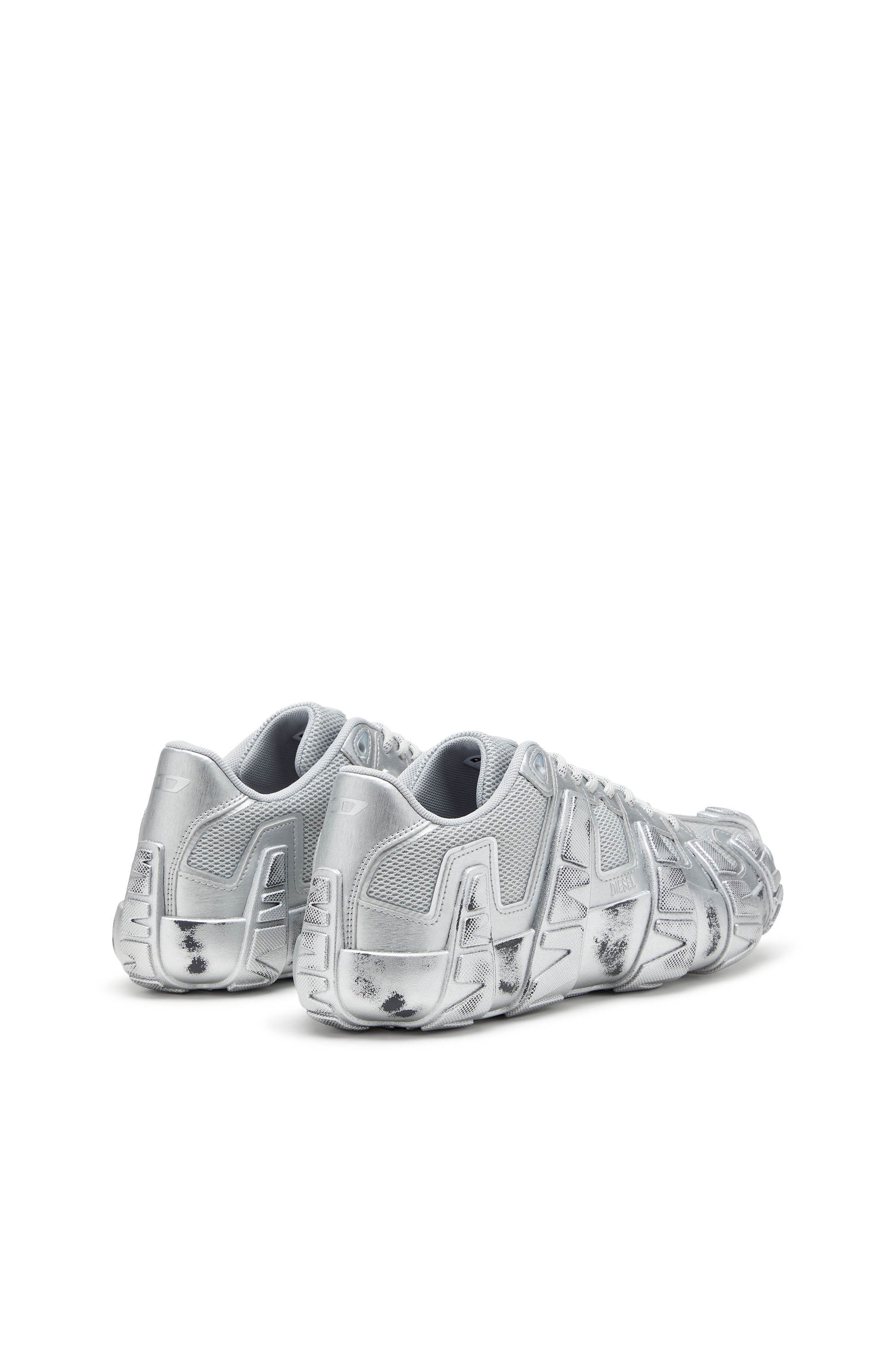 Diesel - S-D-GRIFFE LOW, D-Griffe-Sneaker metallizzate in rete e PU Uomo in Argento - 3