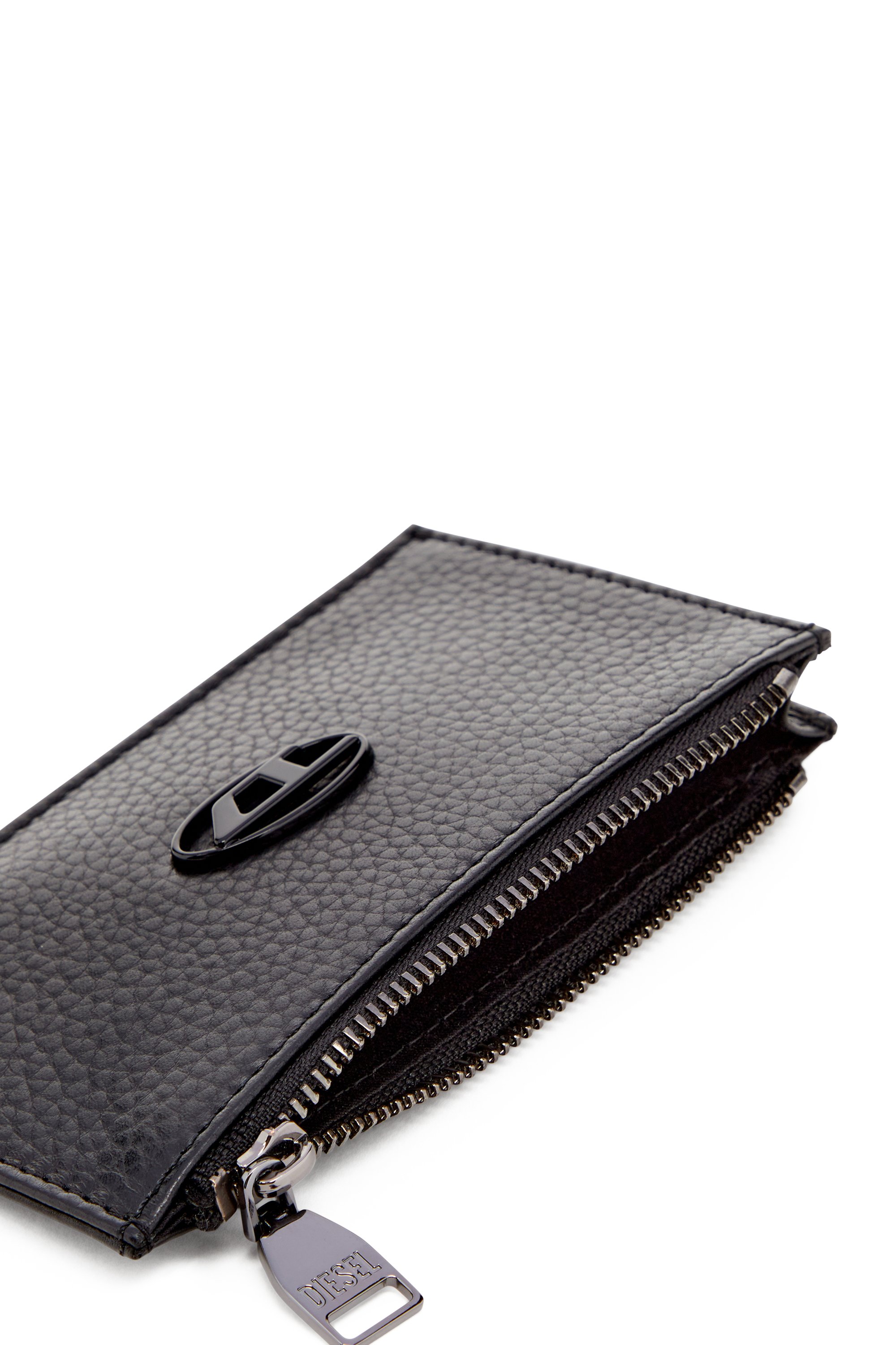 Diesel - HISSU EVO CARD HOLDER III, Flat card holder in grainy leather Uomo in Nero - 3