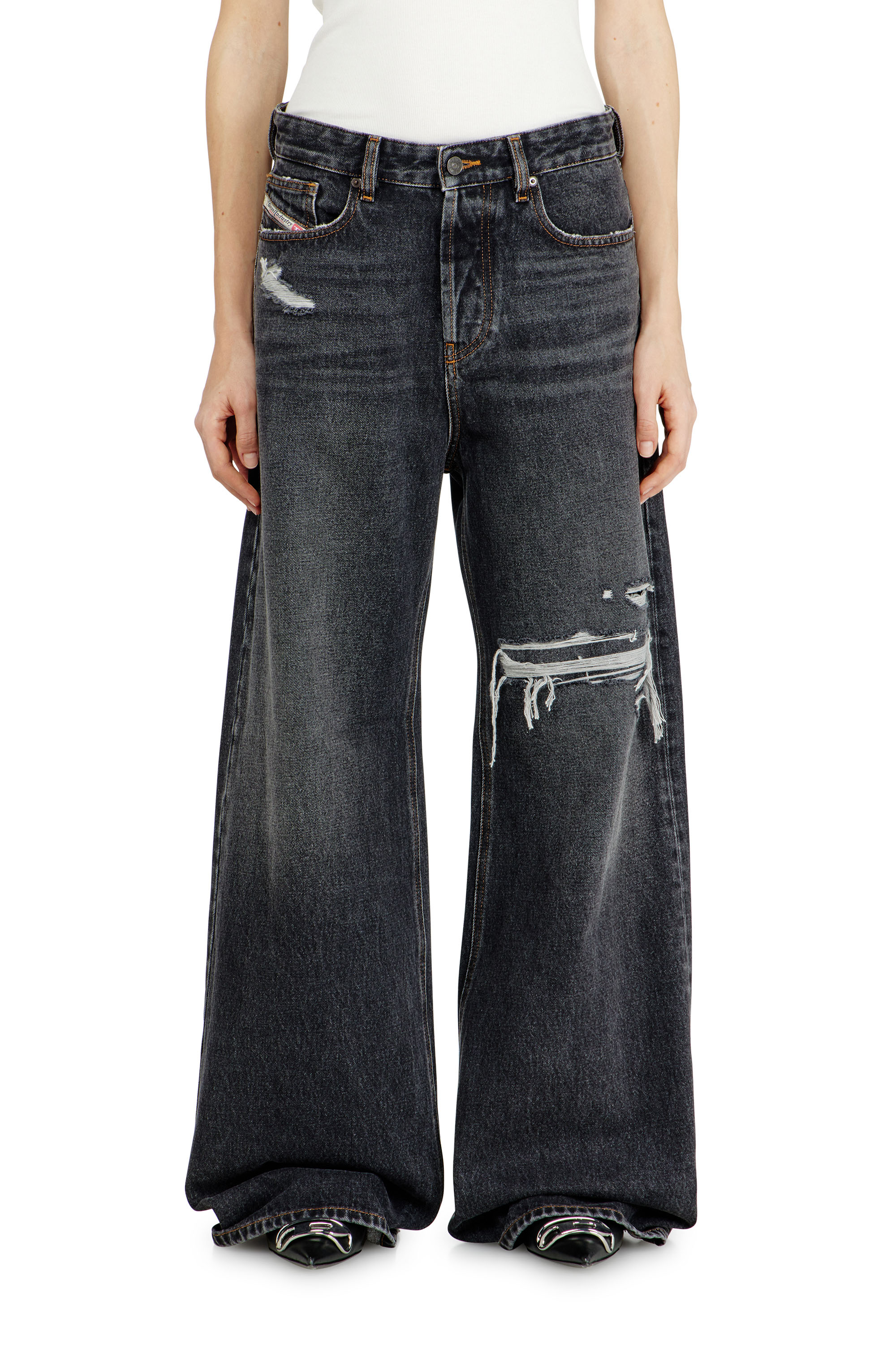 Jeans Donna DUHGBNE Vita Alta/Bassa | Modello Baggy Wide Leg | Misto Cotone E Poliestere | Leggermente Elastici | Con Tasche