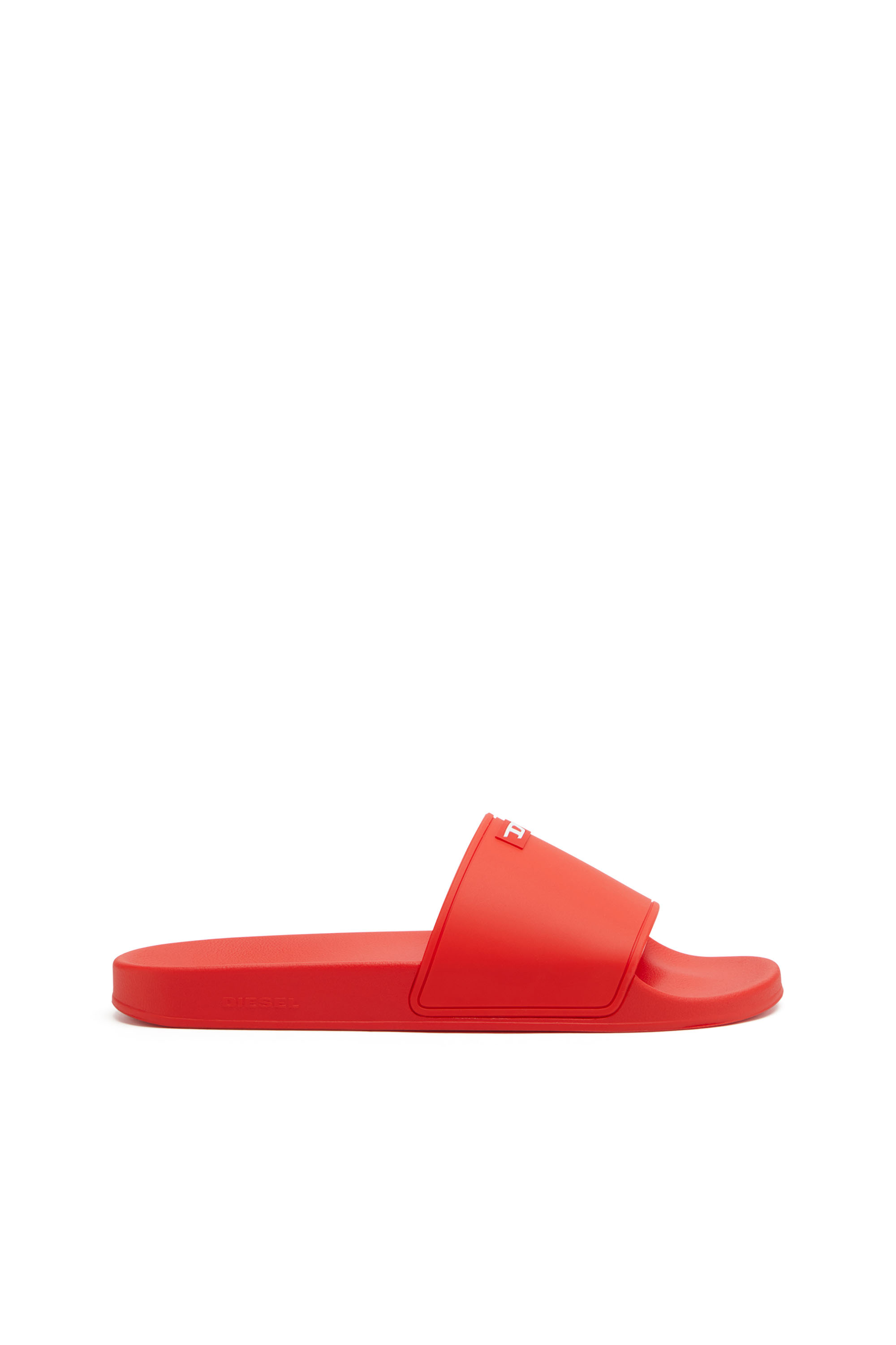 Diesel - SA-SWIM, Slide in gomma con logo D Uomo in Rosso - 1
