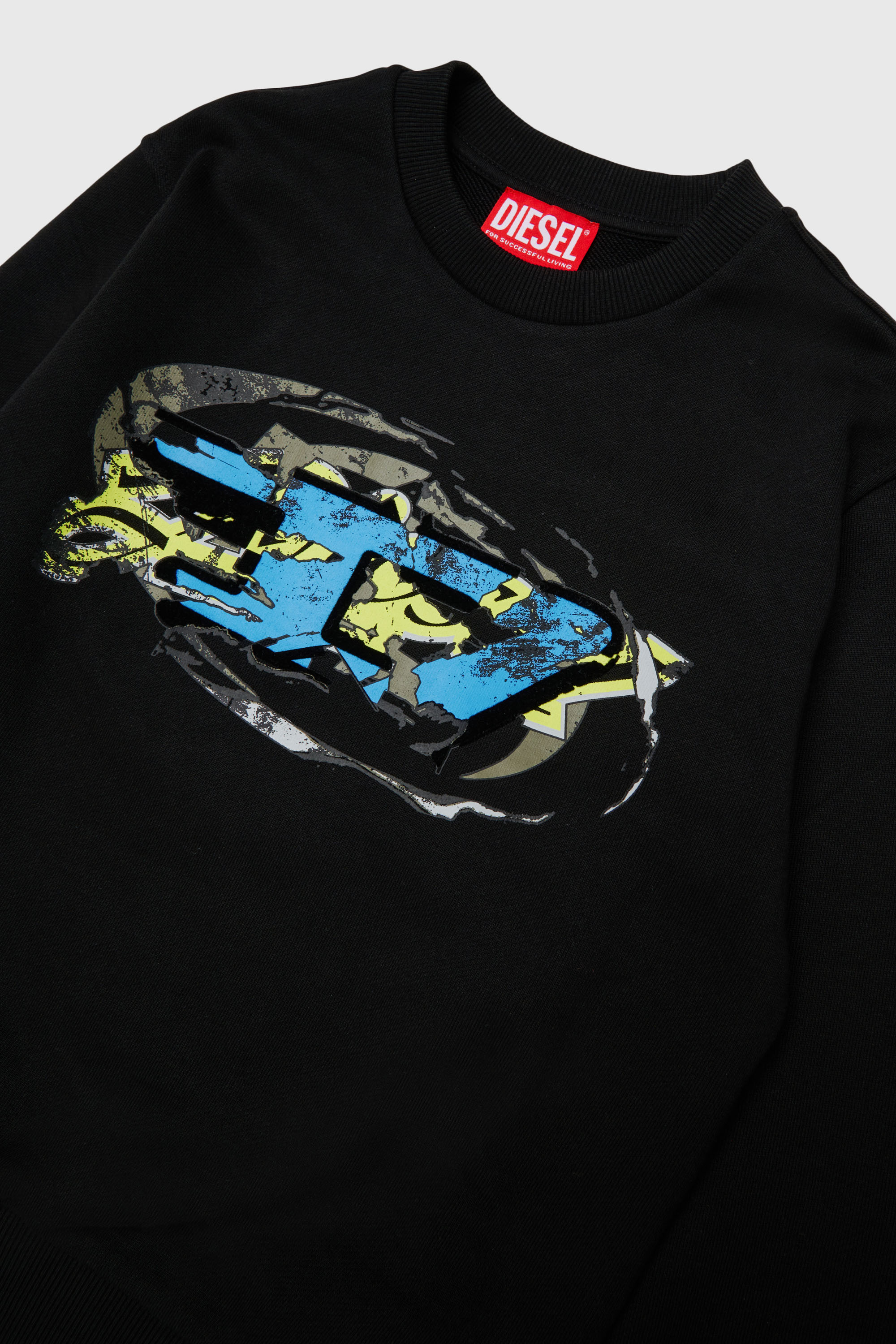 Diesel - SCRAP OVER, Felpa con stampa grafica Oval D Uomo in Nero - 3