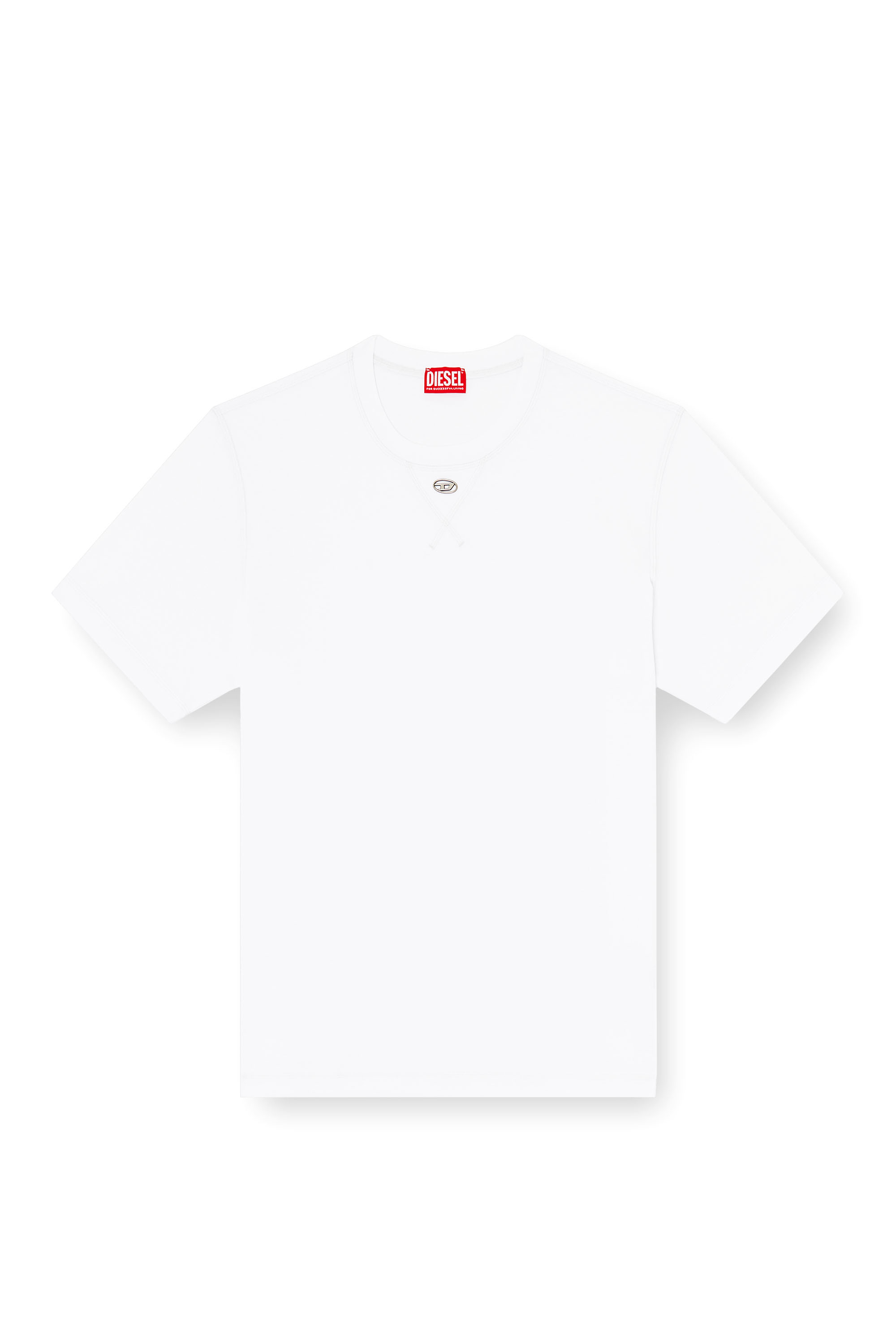 Diesel - T-MADJUST-TR, Maglietta regular con girocollo e Oval D Uomo in Bianco - 3
