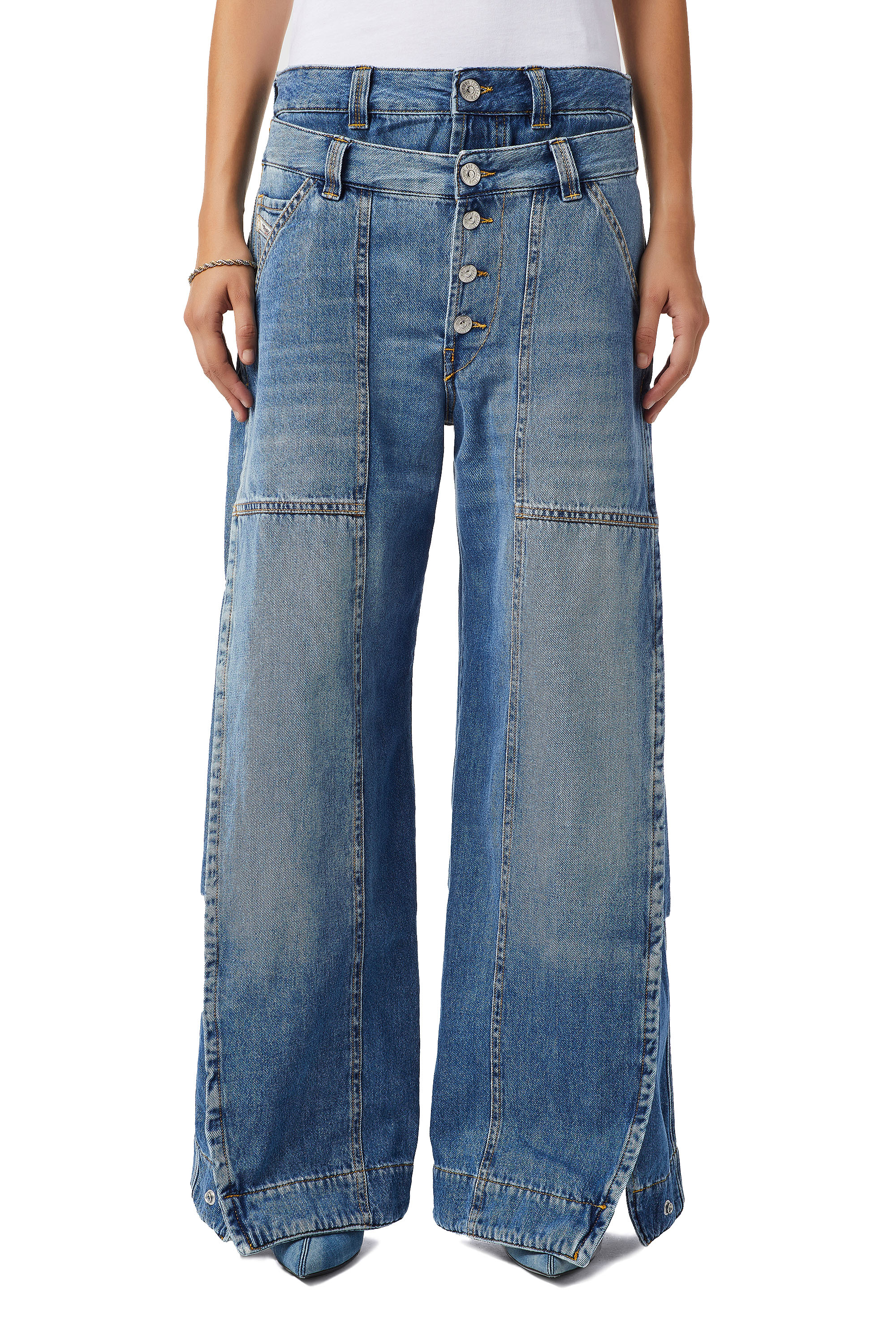 Diesel - D-Laly 0AFAM Bootcut and Flare Jeans, Blu medio - Image 1