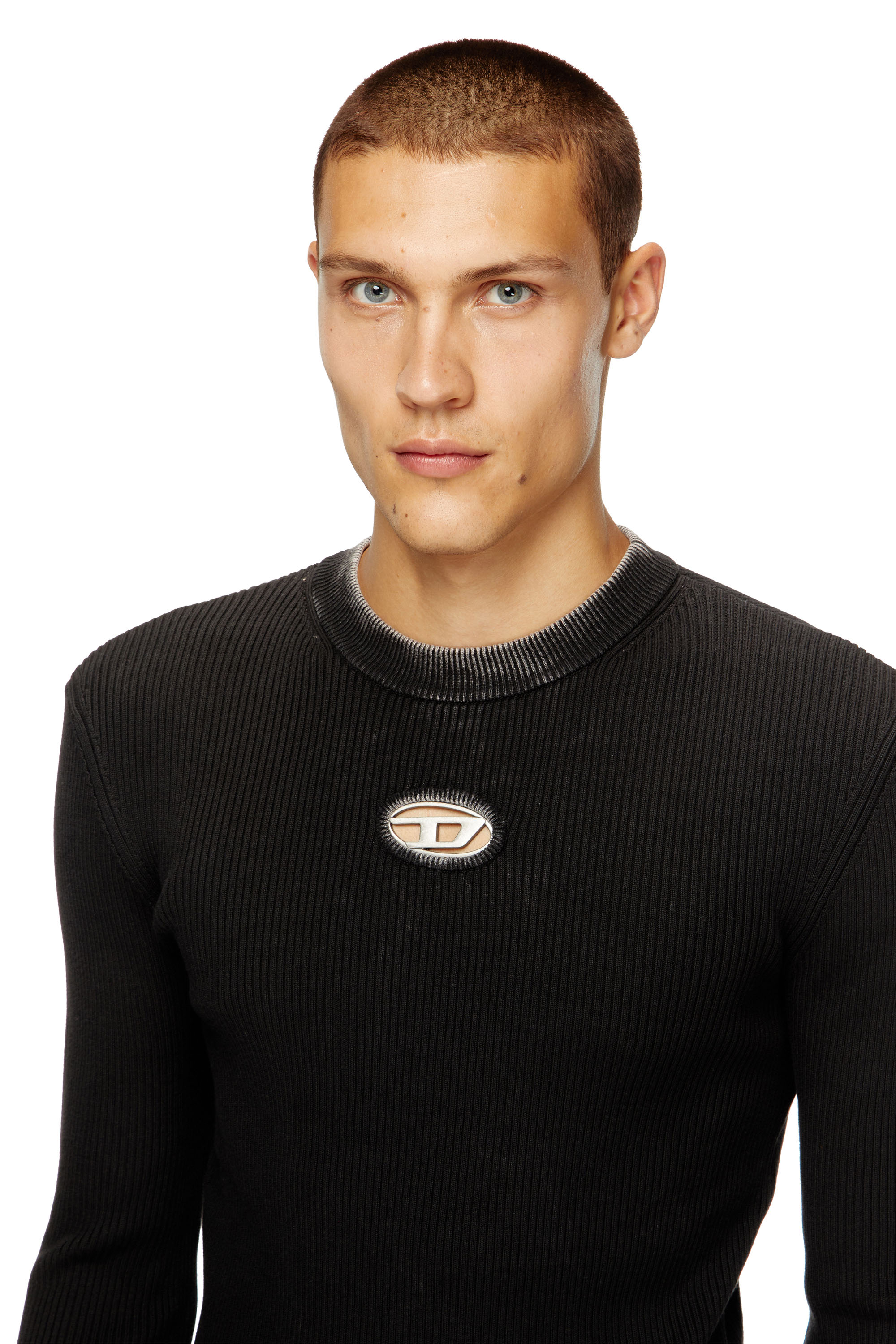 Diesel - K-DARIN-A, Maglia con logo Oval D cut-out Uomo in Nero - 5