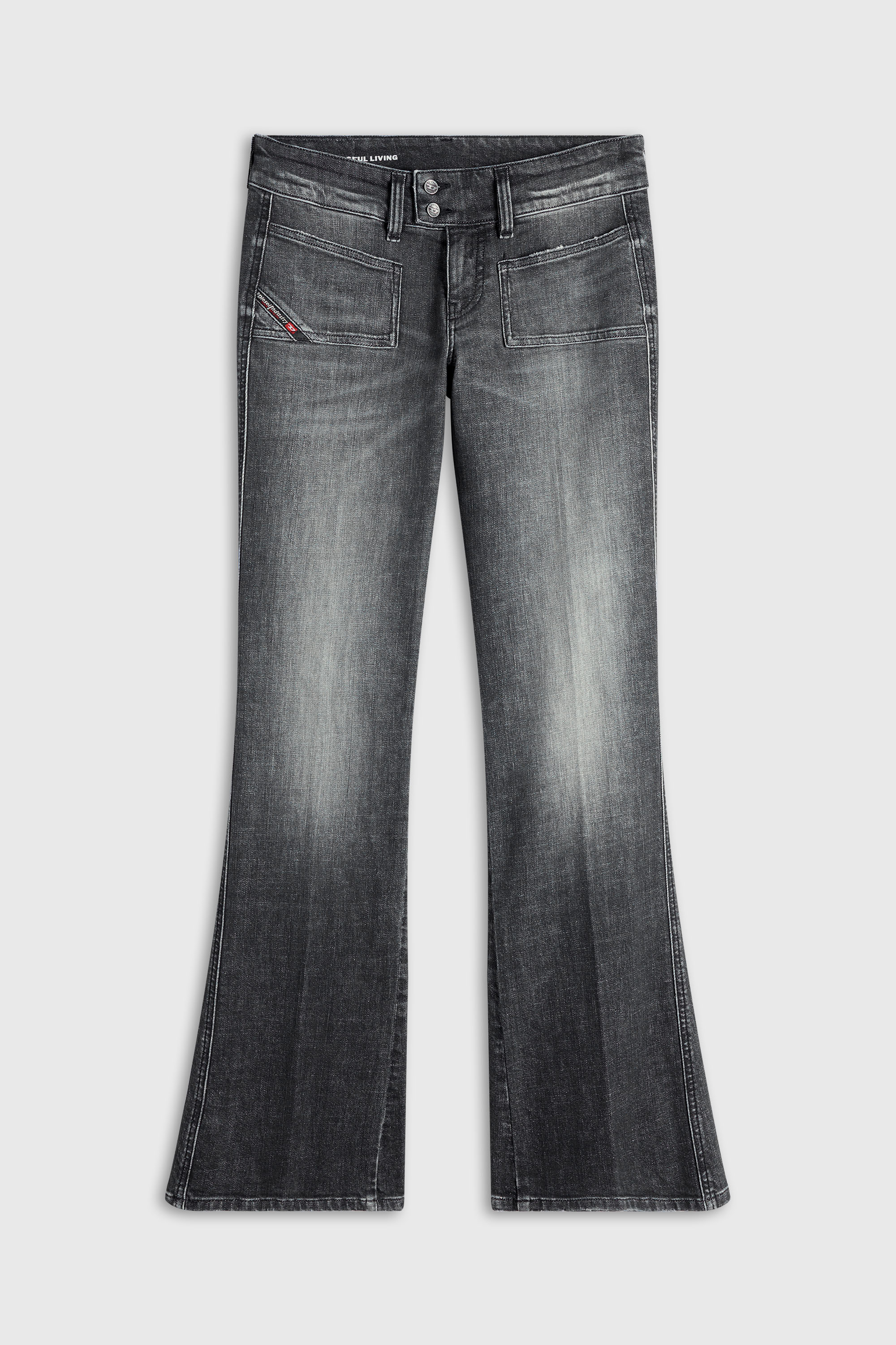 Diesel - Bootcut Jeans D-Hush 0CIAU Donna, Nero/Grigio scuro - Image 2