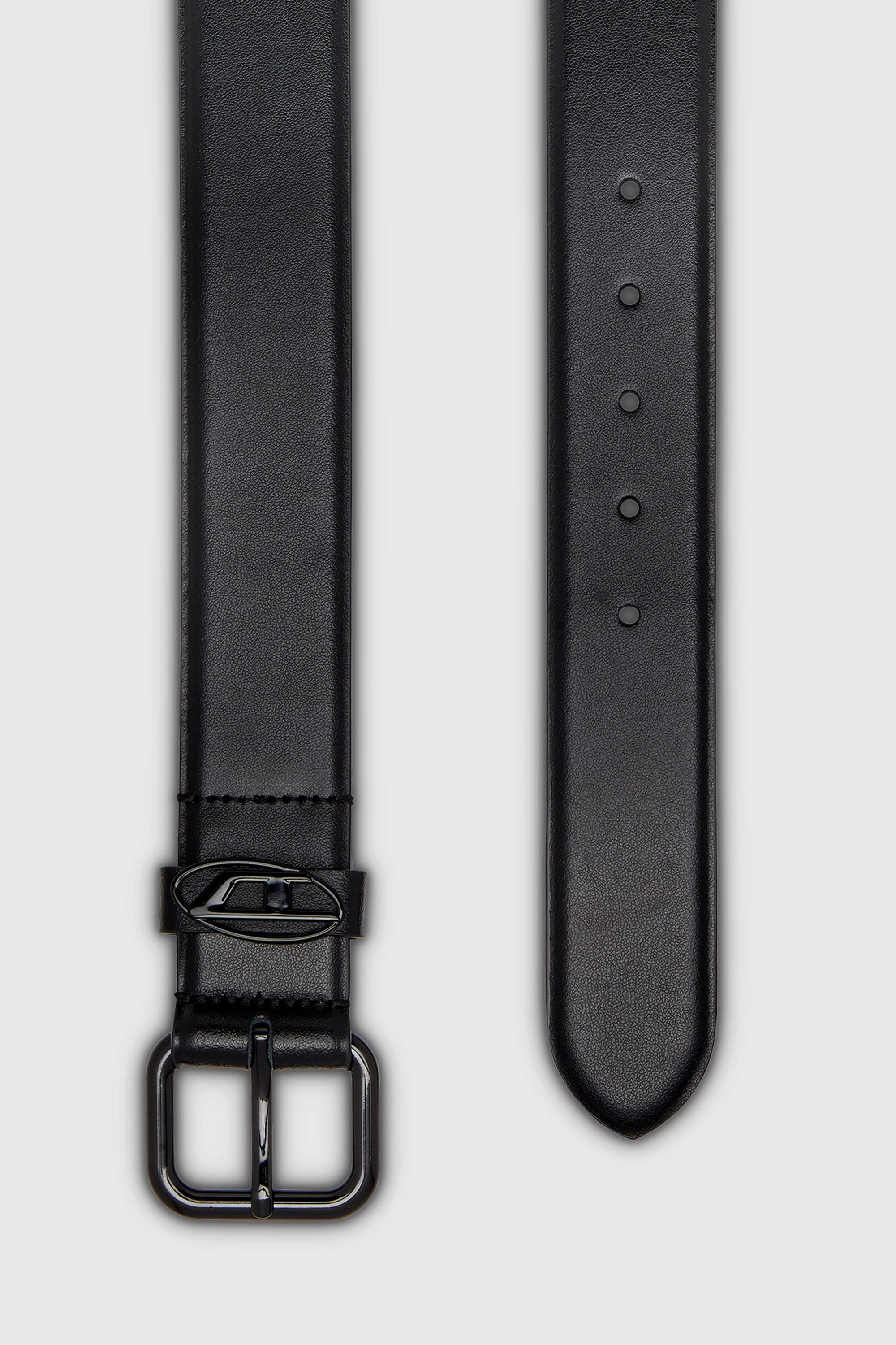 Diesel - B-1DR OVAL D LOOP, Cintura 3.9 cm in pelle con placca logo Unisex in Nero - 2