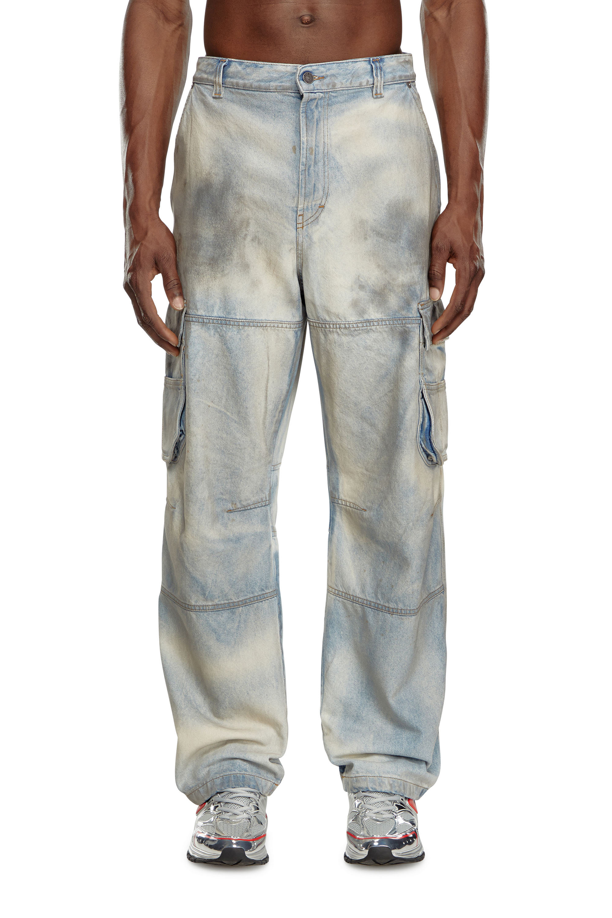Diesel - Relaxed Jeans D-Fish 0CBDJ Uomo, Blu Chiaro - Image 2