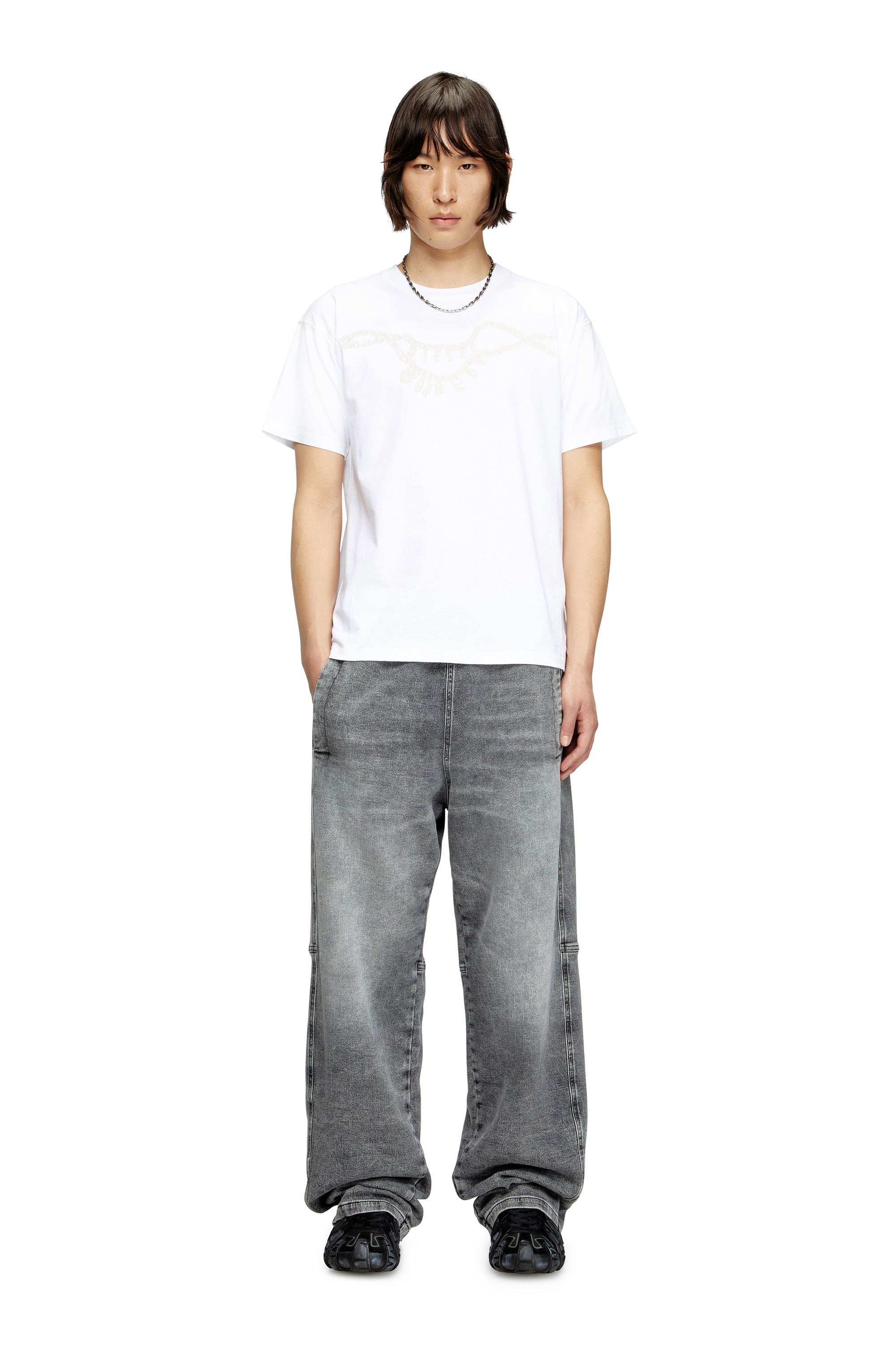Diesel - T-NORM-HOSHI, T-shirt con stampa collana Unisex in Bianco - 3