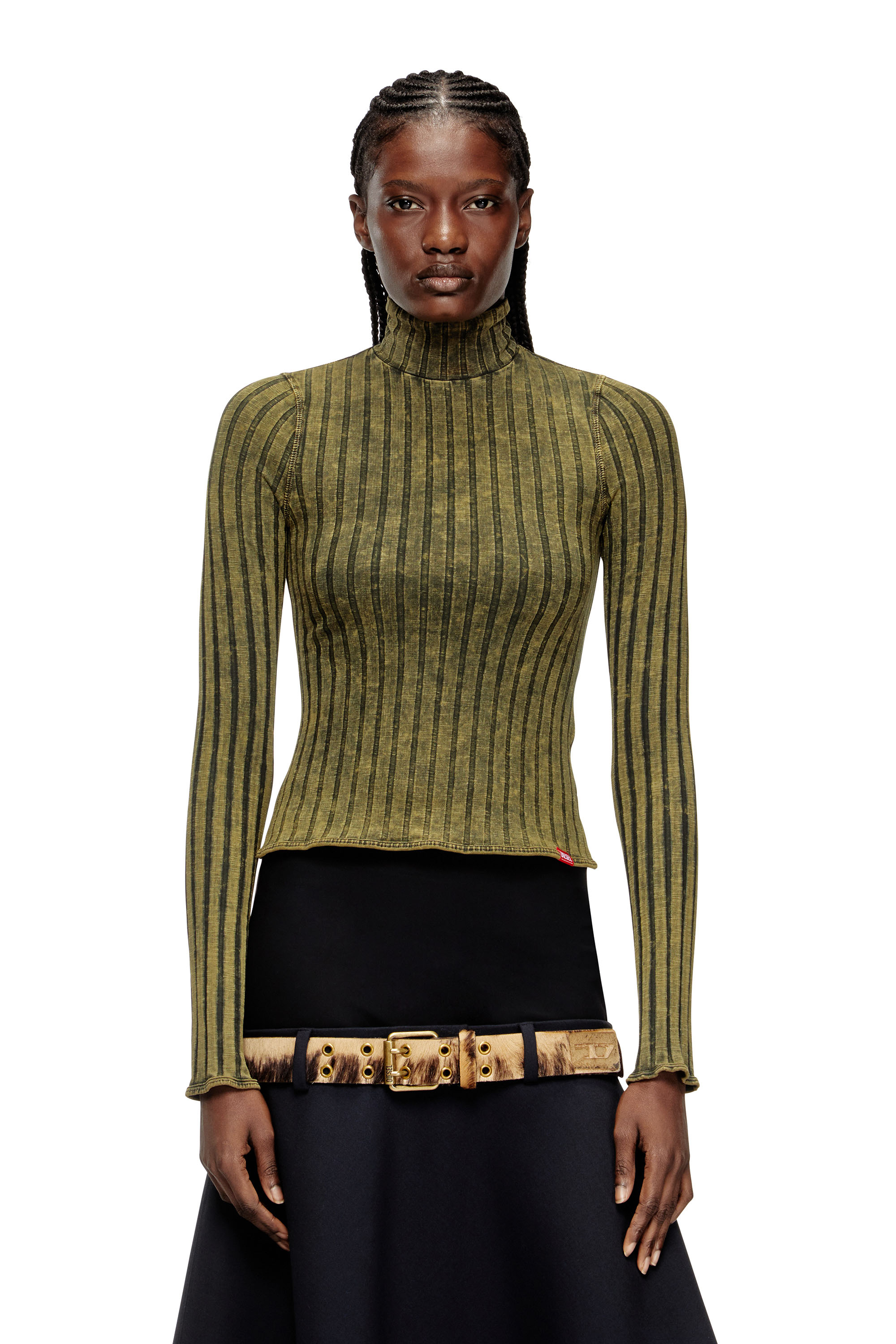 Diesel - T-CLAWA, Maglia in jersey trattato e lavorato a costa ampia Donna in Verde - 1