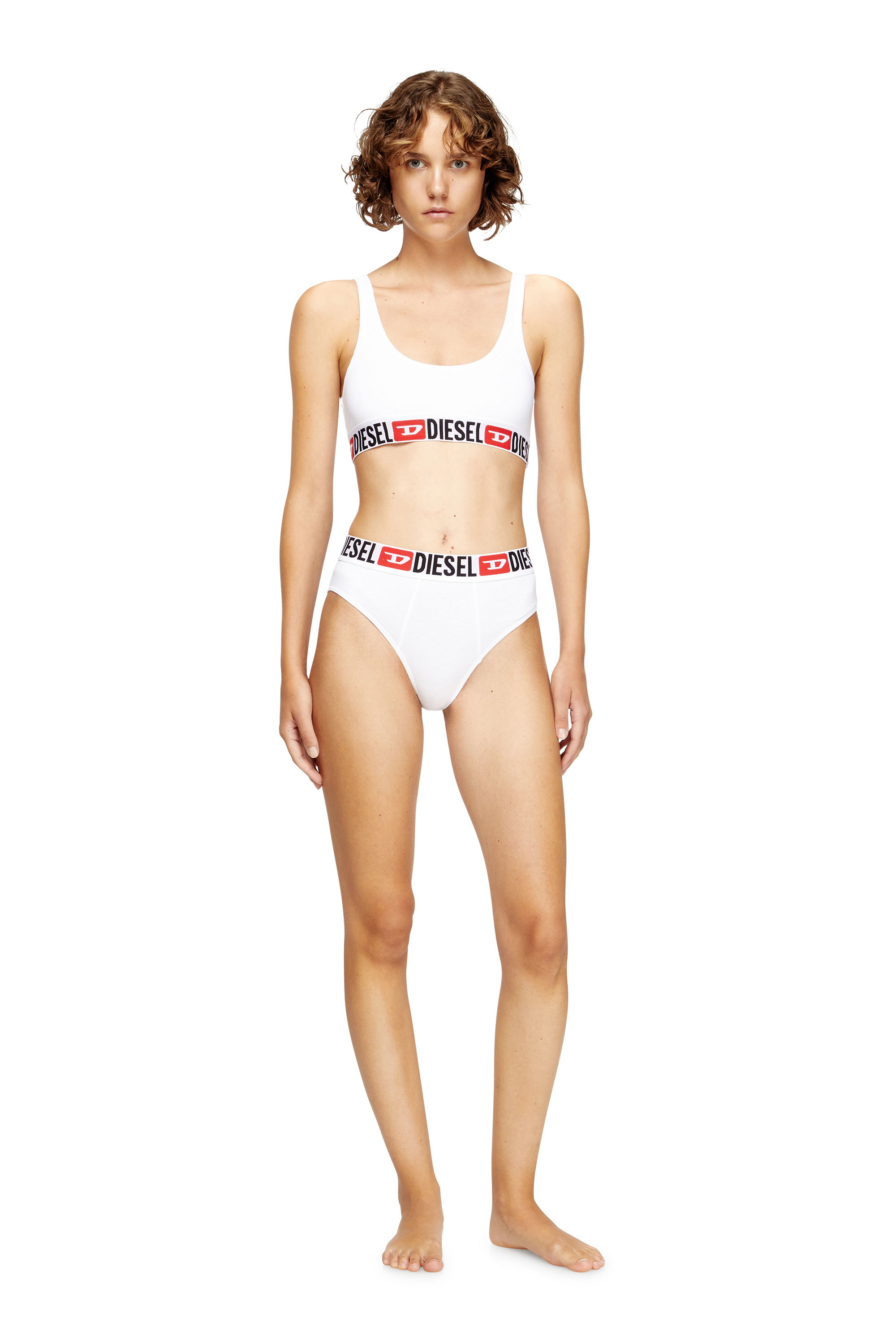 Diesel - UFSB-ORIBA, Bralette con fascia logata Donna in Bianco - 2
