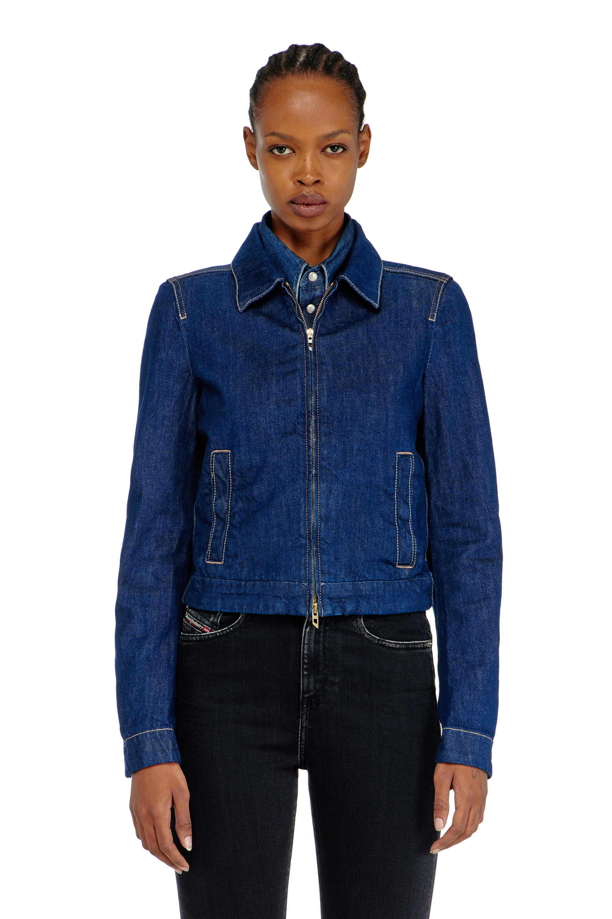 Diesel - DE-CORB, Giacca coach in denim rinse Donna in Blu - 1