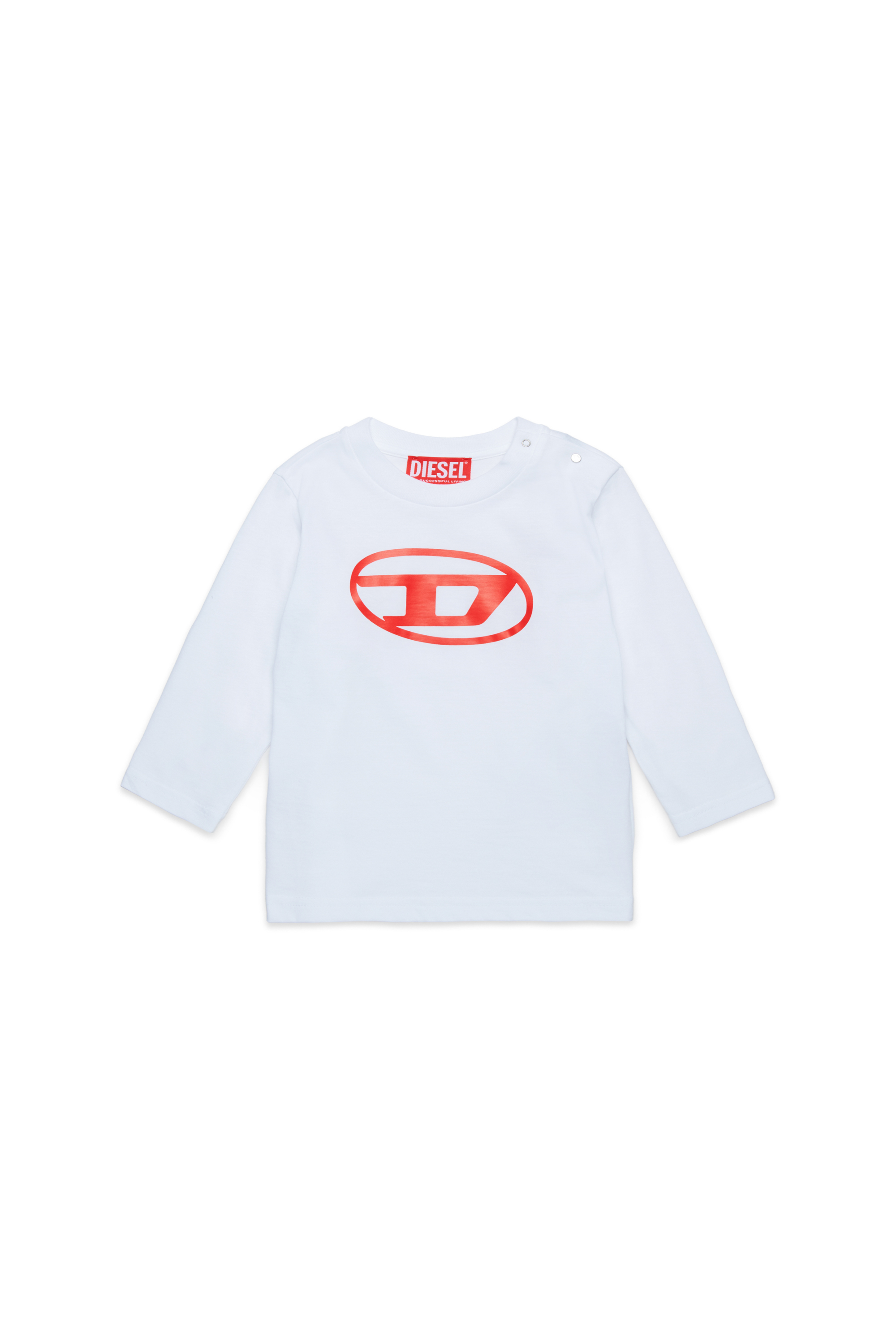 Diesel - TCERBLSB, Maglia a maniche lunghe con logo Oval D Unisex in Bianco - 1