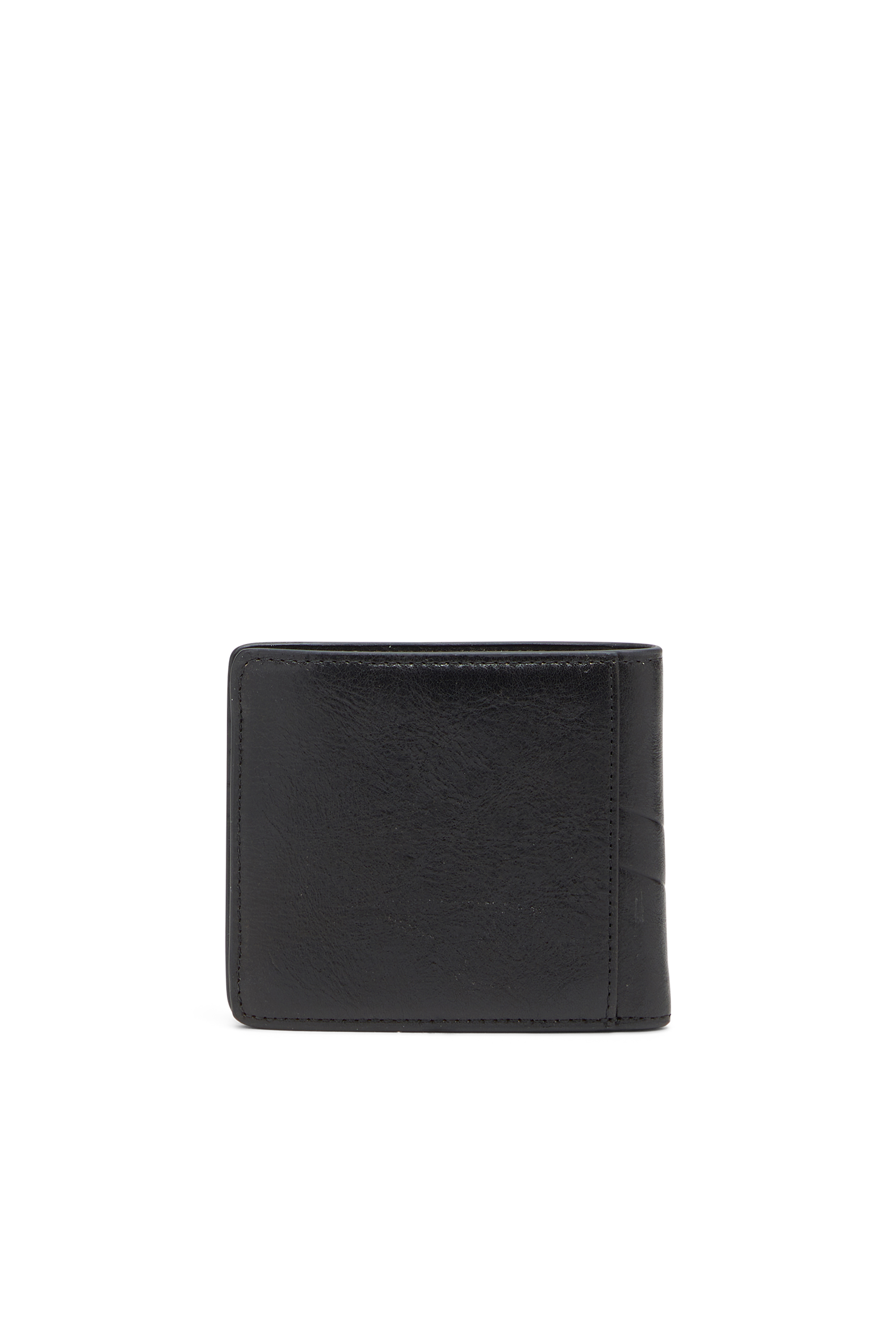 Diesel - FLAG-D BI-FOLD COIN S 3D, Portafoglio in pelle a doppia piega con logo in rilievo Uomo in Nero - 2