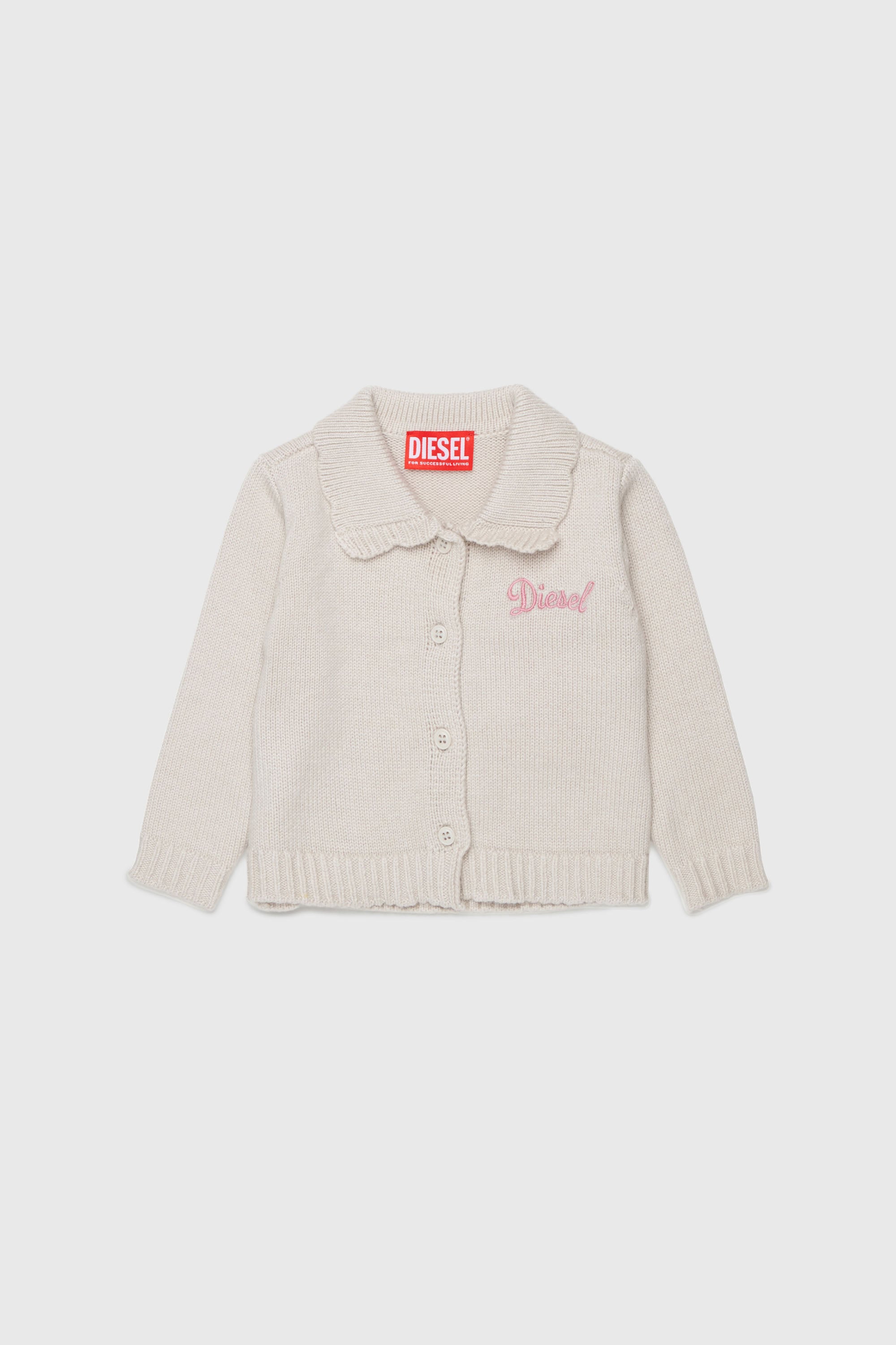 Diesel - KSCALOB, Cardigan in cachemire con colletto smerlato Donna in Bianco - 1