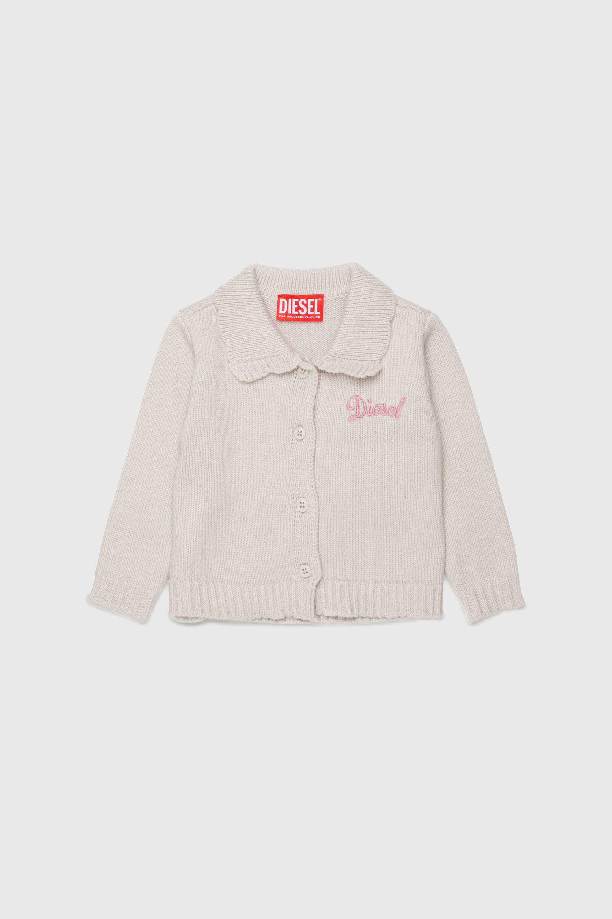Diesel - KSCALOB, Cardigan in cachemire con colletto smerlato Donna in Bianco - 1
