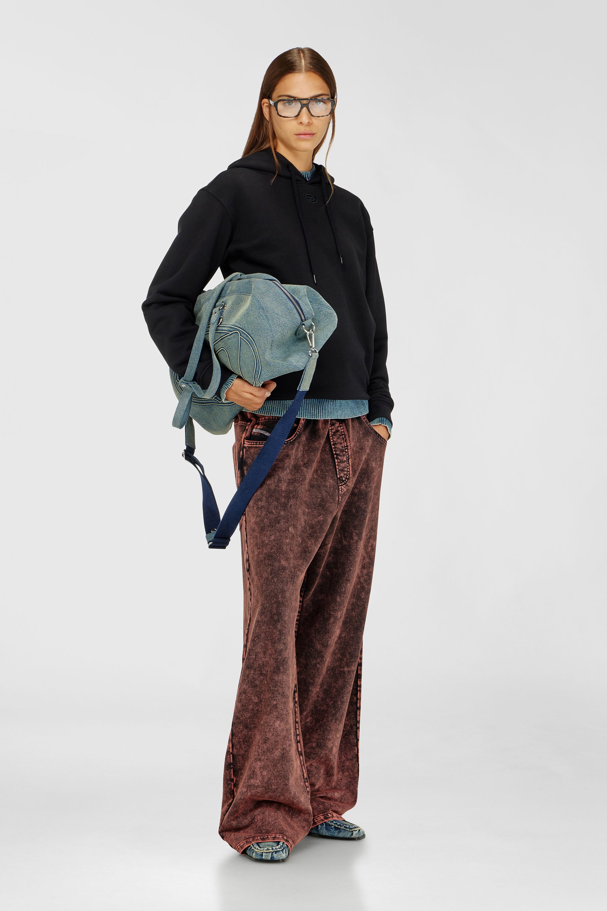 Diesel - F-NORMY-HOOD-OD, Felpa con cappuccio in cotone con logo Oval D Donna in Nero - 2