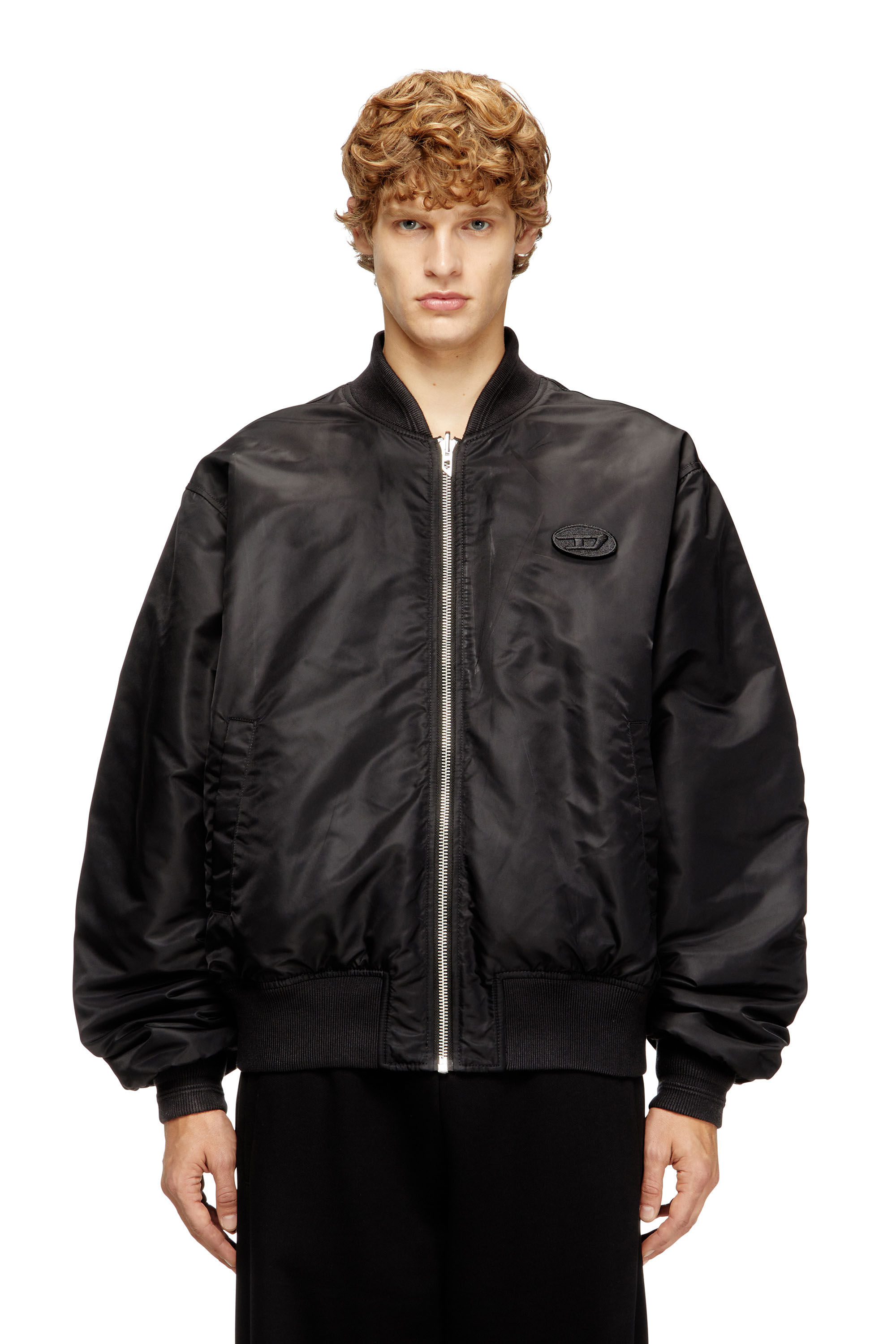 Diesel - W-TYPE-D1, Giacca bomber imbottita con ricamo Oval D Uomo in Nero - 1