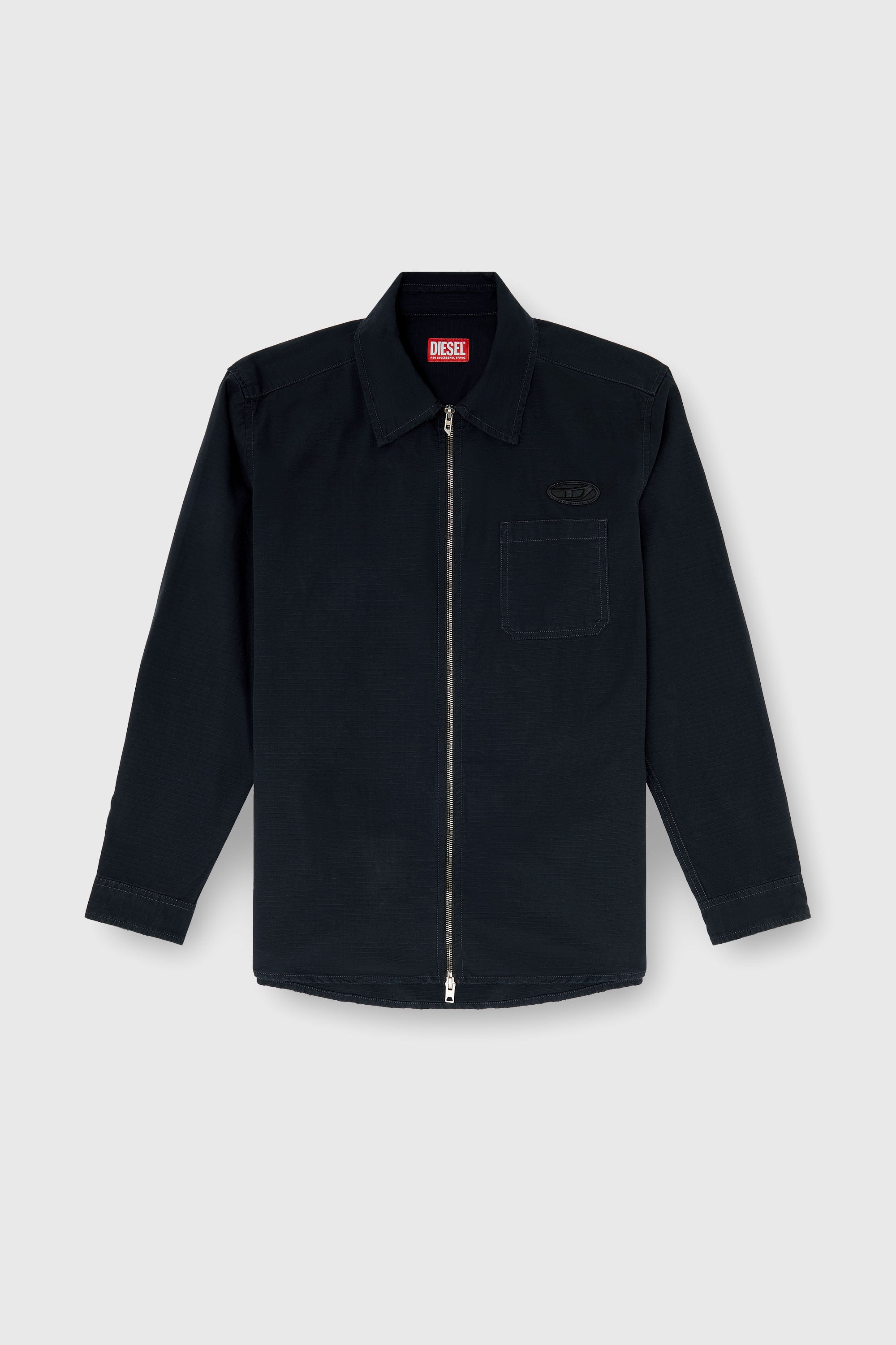 Diesel - S-ALIAS-ZIP, Camicia in ripstop con chiusura a zip Uomo in Nero - 2