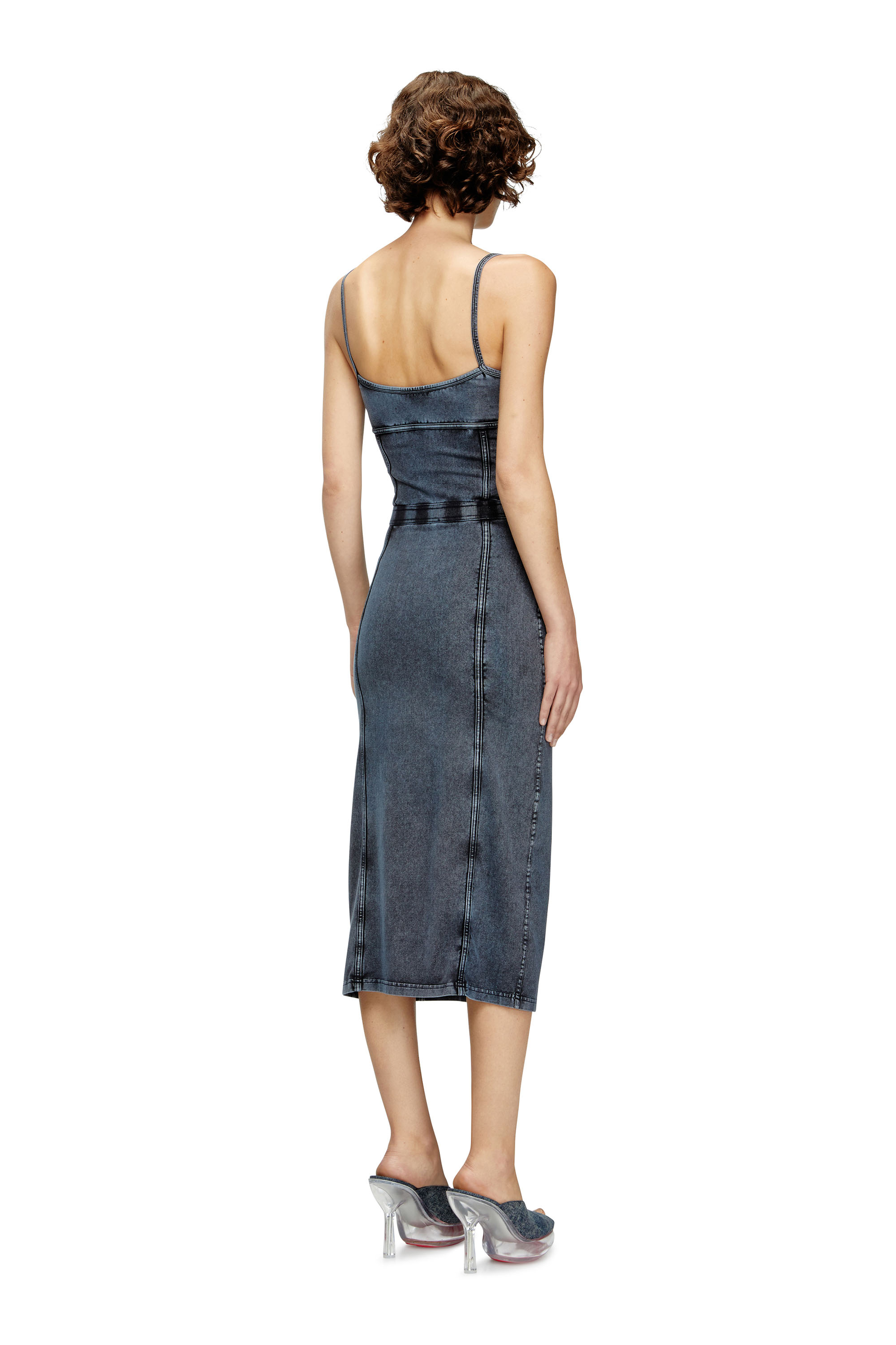 Diesel - D-ONY, Abito midi in jersey effetto denim Donna in Blu - 4