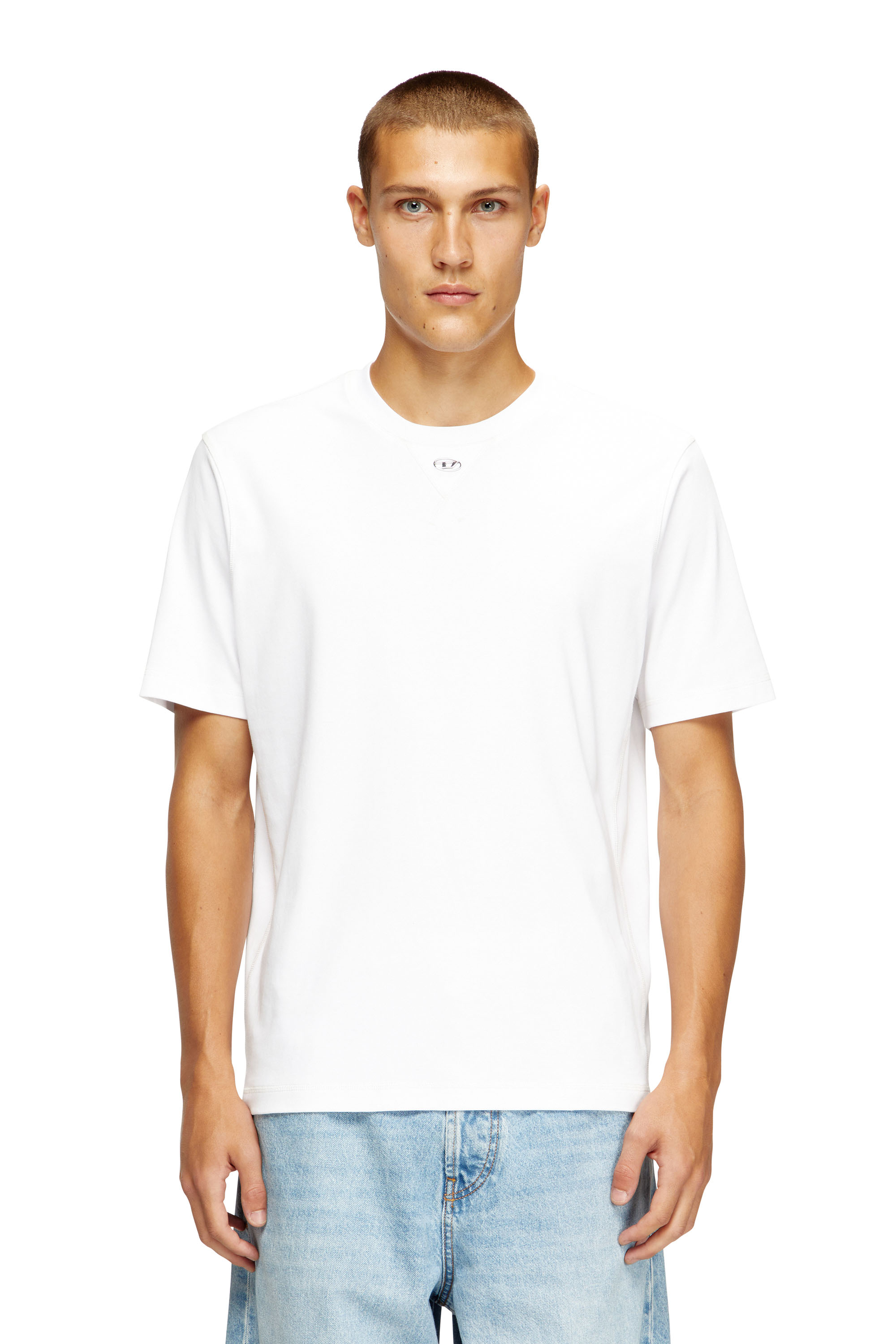 Diesel - T-MADJUST-TR, Maglietta regular con girocollo e Oval D Uomo in Bianco - 1