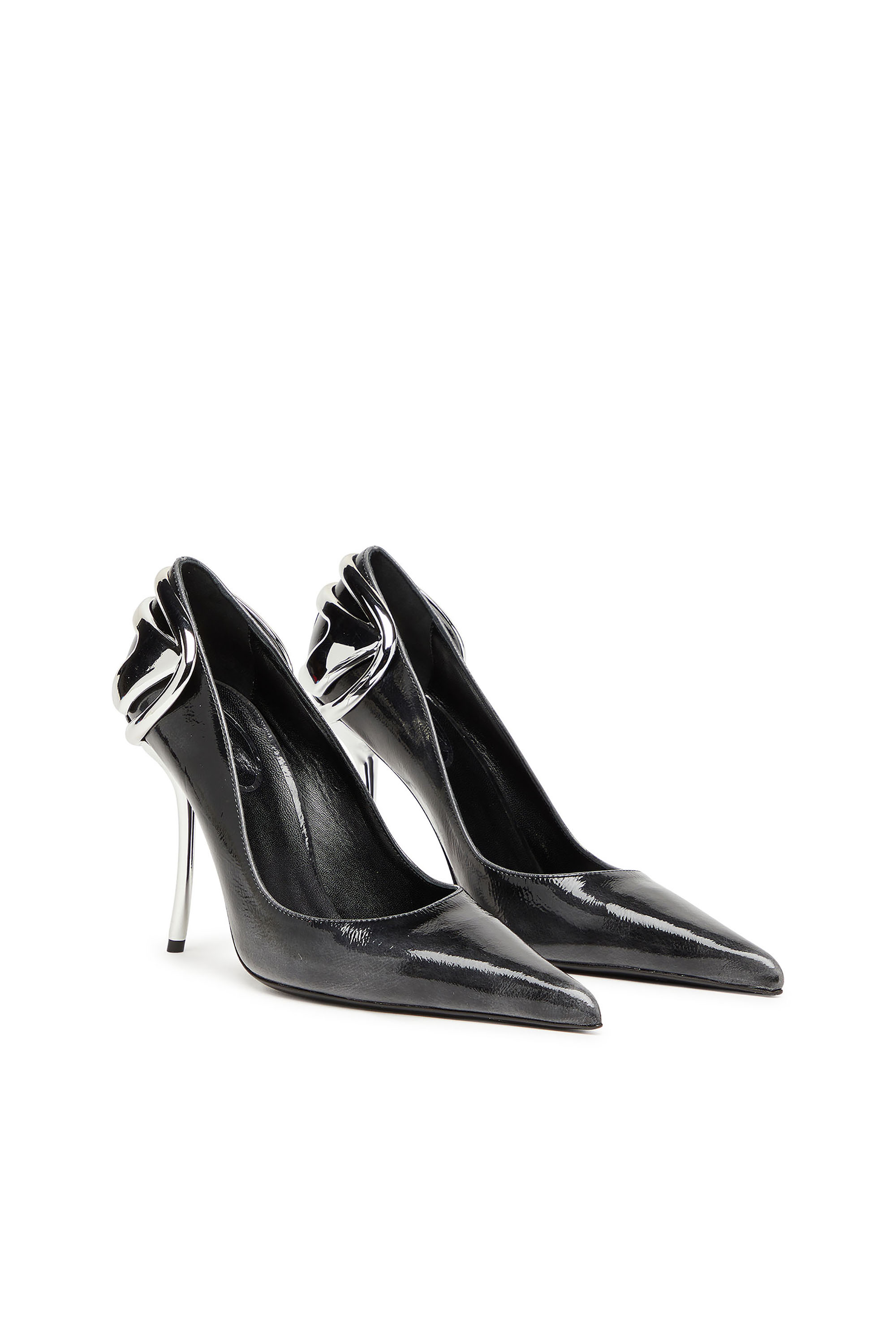 Diesel - D-TEN&HALF P, Pump in pelle pull-up effetto vernice Donna in Nero - 2
