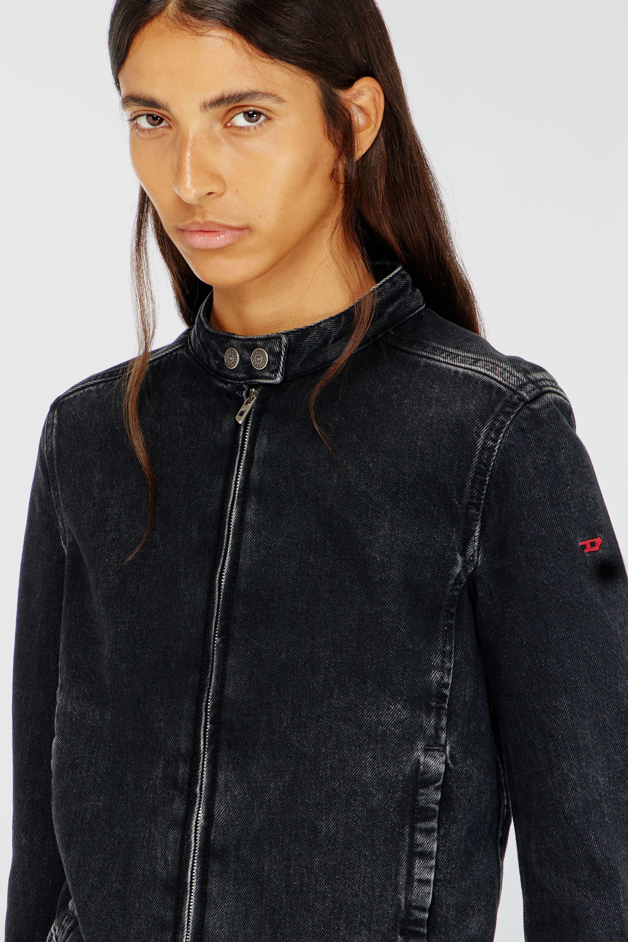 Diesel - DE-MORNIN, Giacca da motociclista in denim lavaggio clean Donna in Nero - 3