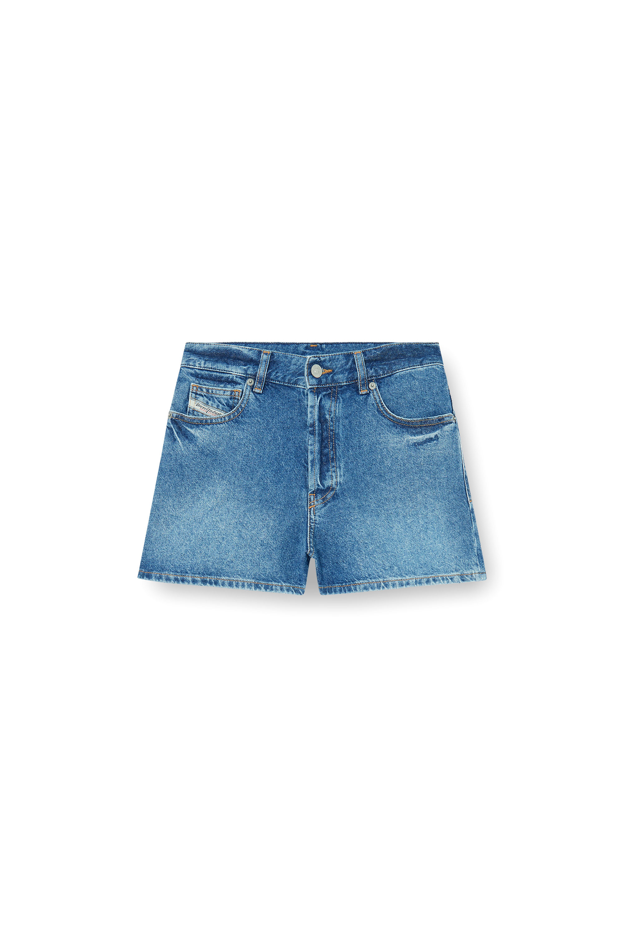 Diesel - DE-HELIOS, Shorts in denim effetto vissuto Donna in Blu - 3
