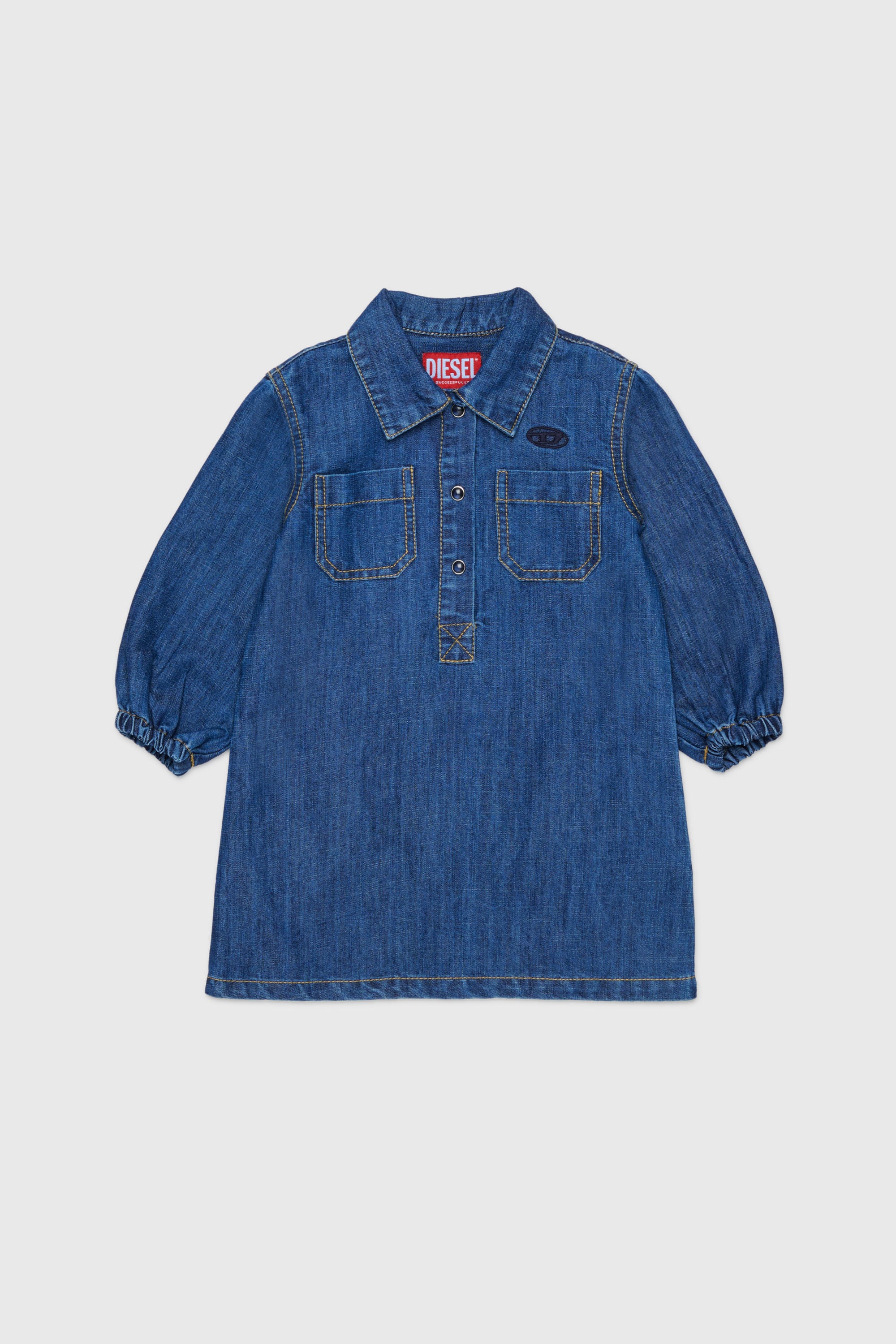 Diesel - DELBIB, Abito camicia in denim con ricamo logo Oval D Donna in Blu - 1