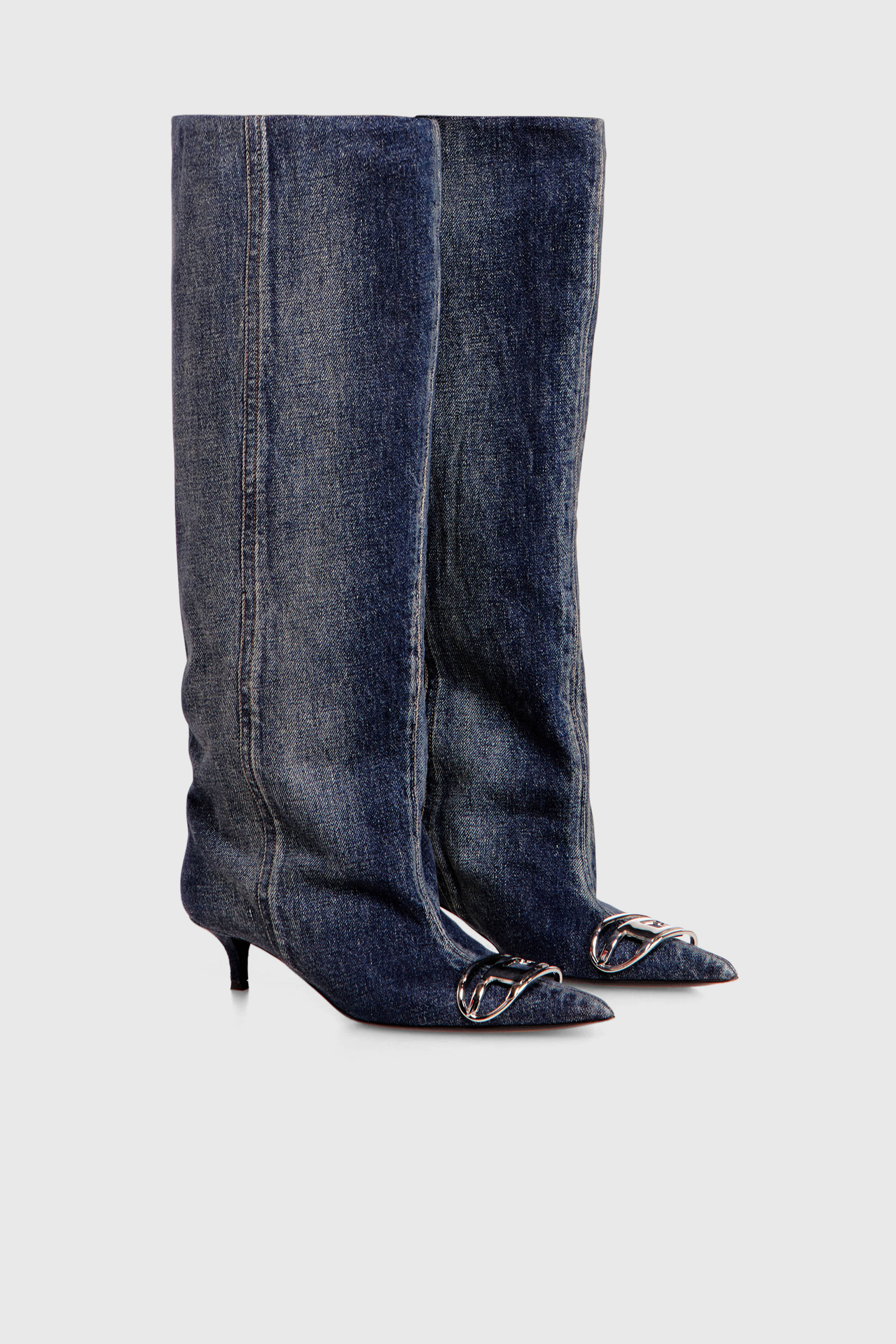 Diesel - D-VENUS KB SLOUCHY, D-Venus-Stivali slouchy al ginocchio in denim blu Donna in Blu - 2