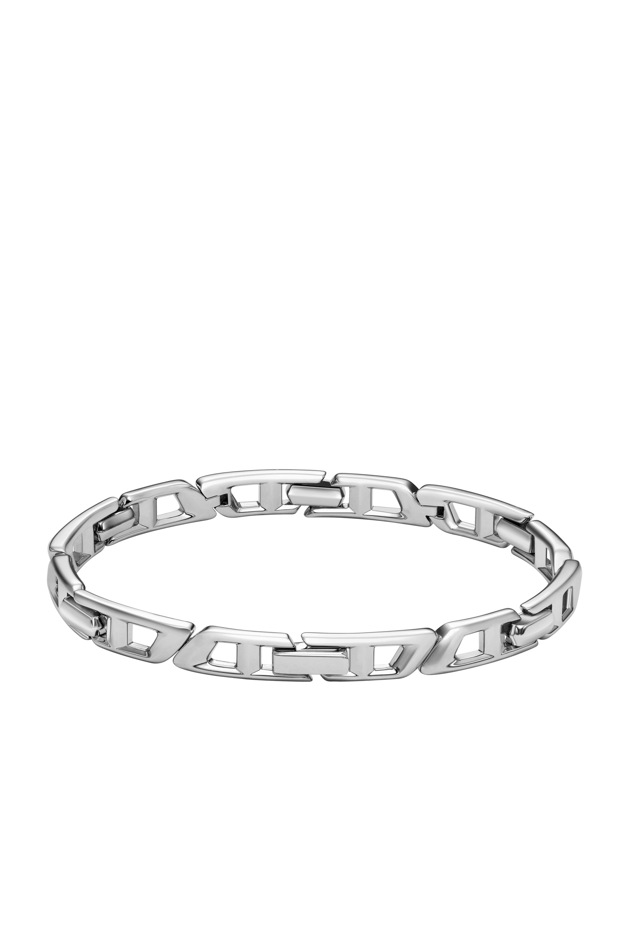 Diesel - DL1350040 STERLING SILVER JEWEL, Bracciale in argento sterling con maglie D Logo Unisex in Argento - 2