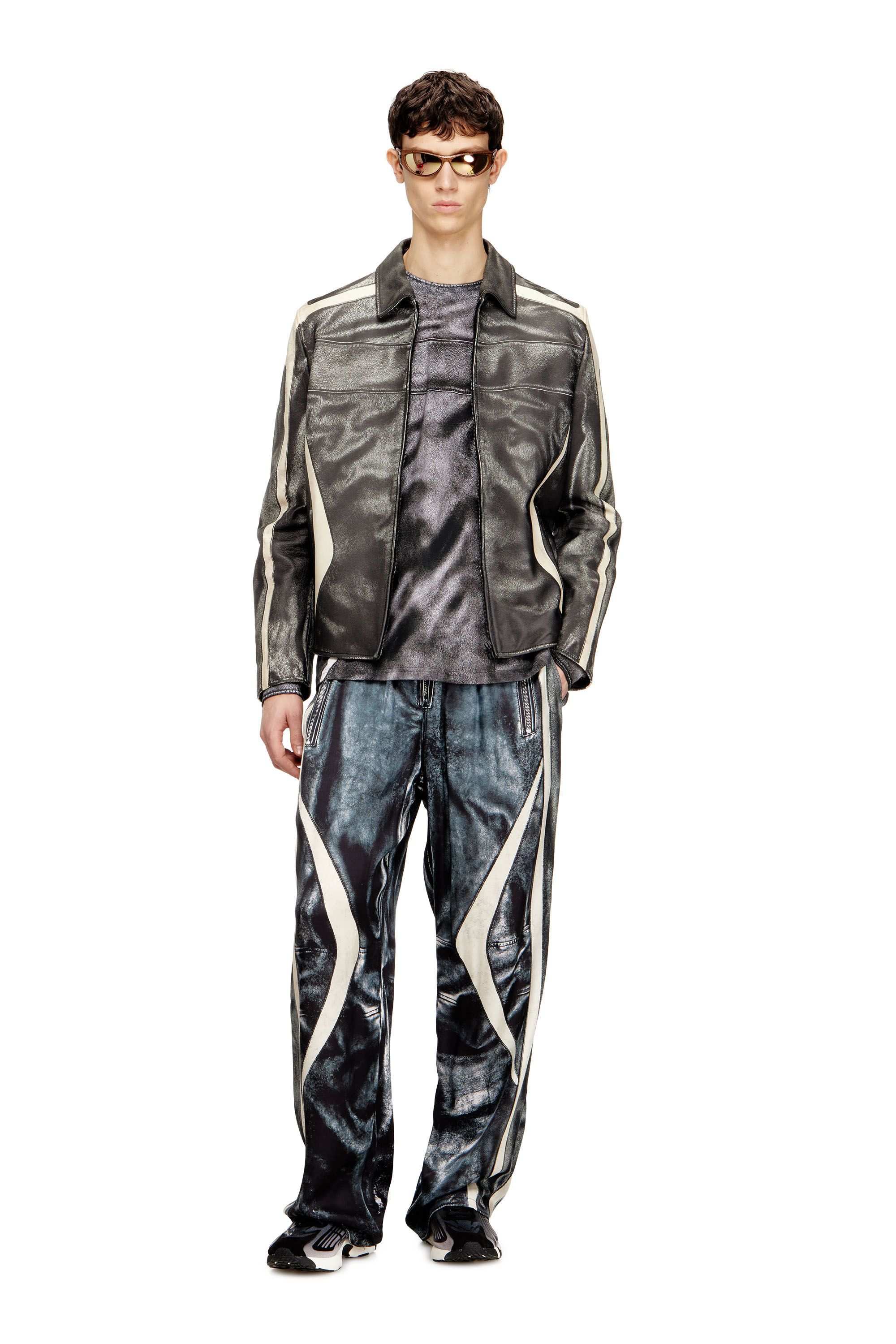 Diesel - L-AMAR-ENBI, Giacca coach in pelle con stampa biker Uomo in Multicolor - 2