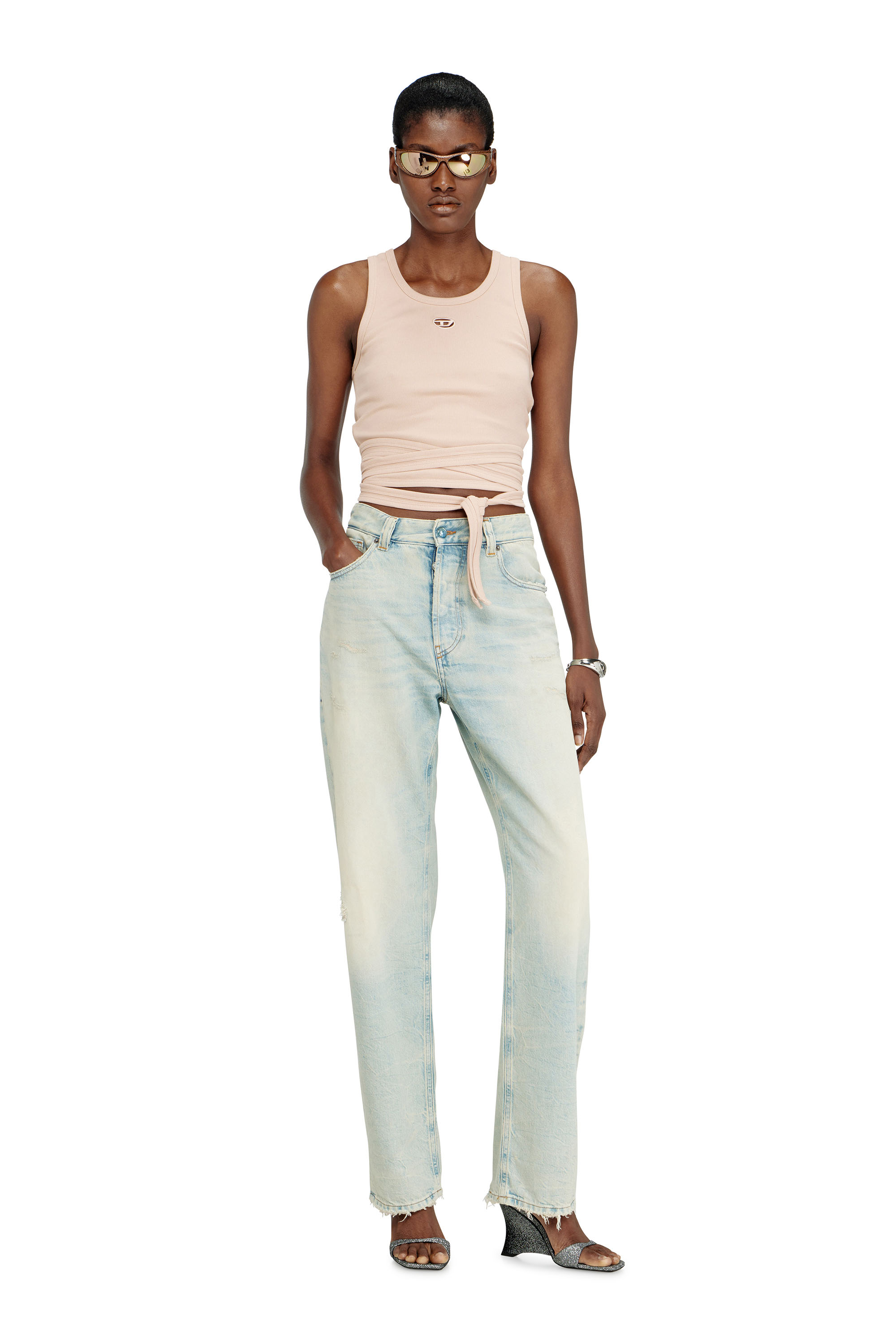Diesel - T-ANKY-TAIL-S1, Crop top con design avvolgente Donna in Rosa - 1