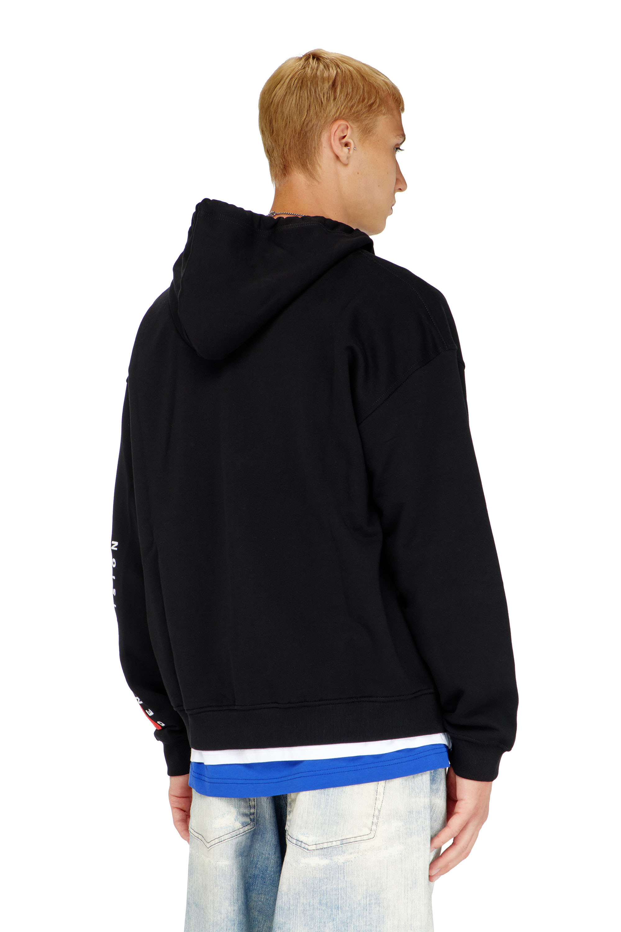 Diesel - S-BOXT-ZIP-HOOD-DIV, Felpa con cappuccio con ricamo del logo Uomo in Nero - 4