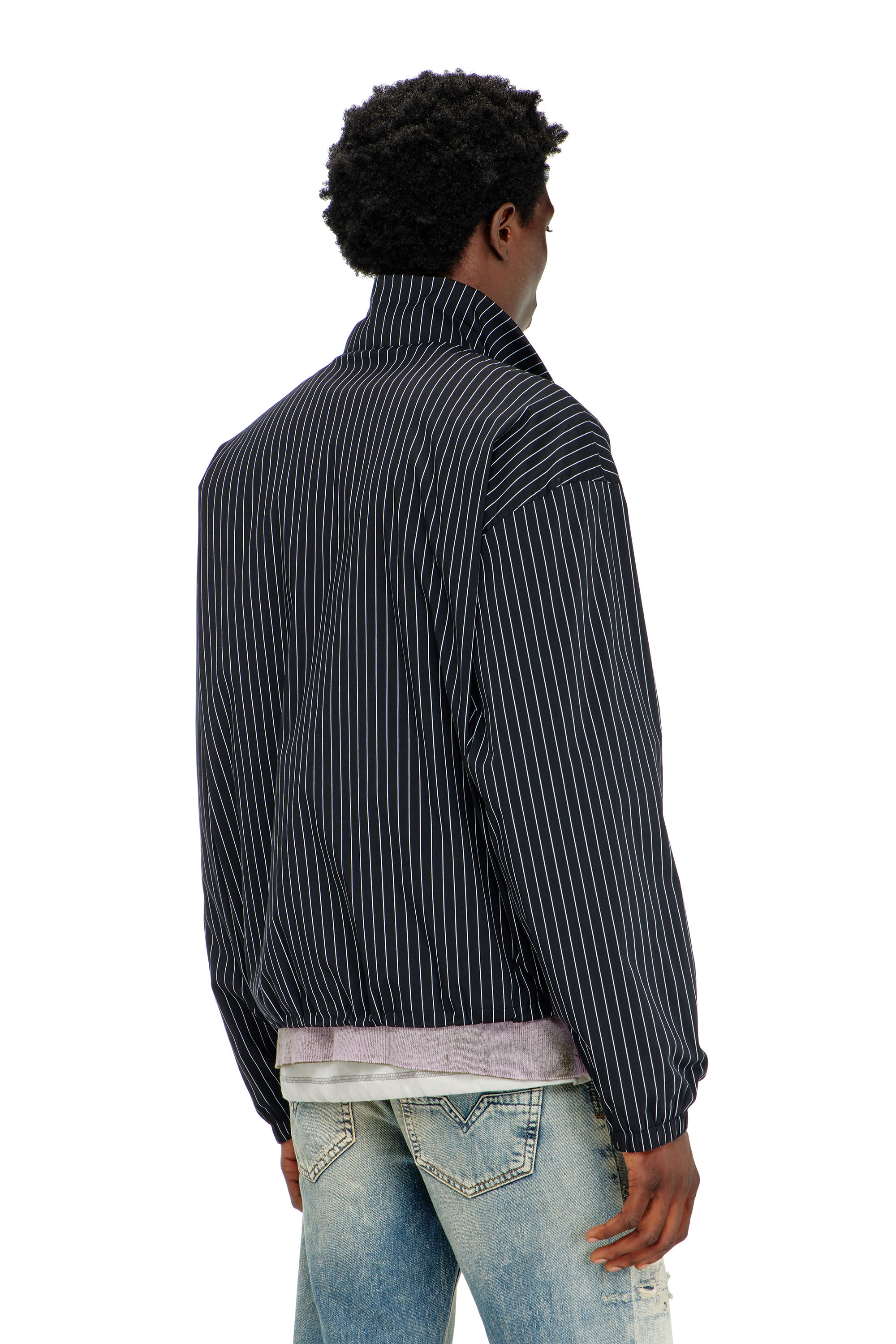 Diesel - J-CORSAR-NJCA, Giacca in nylon a righe con ricamo fenice Uomo in Nero - 4