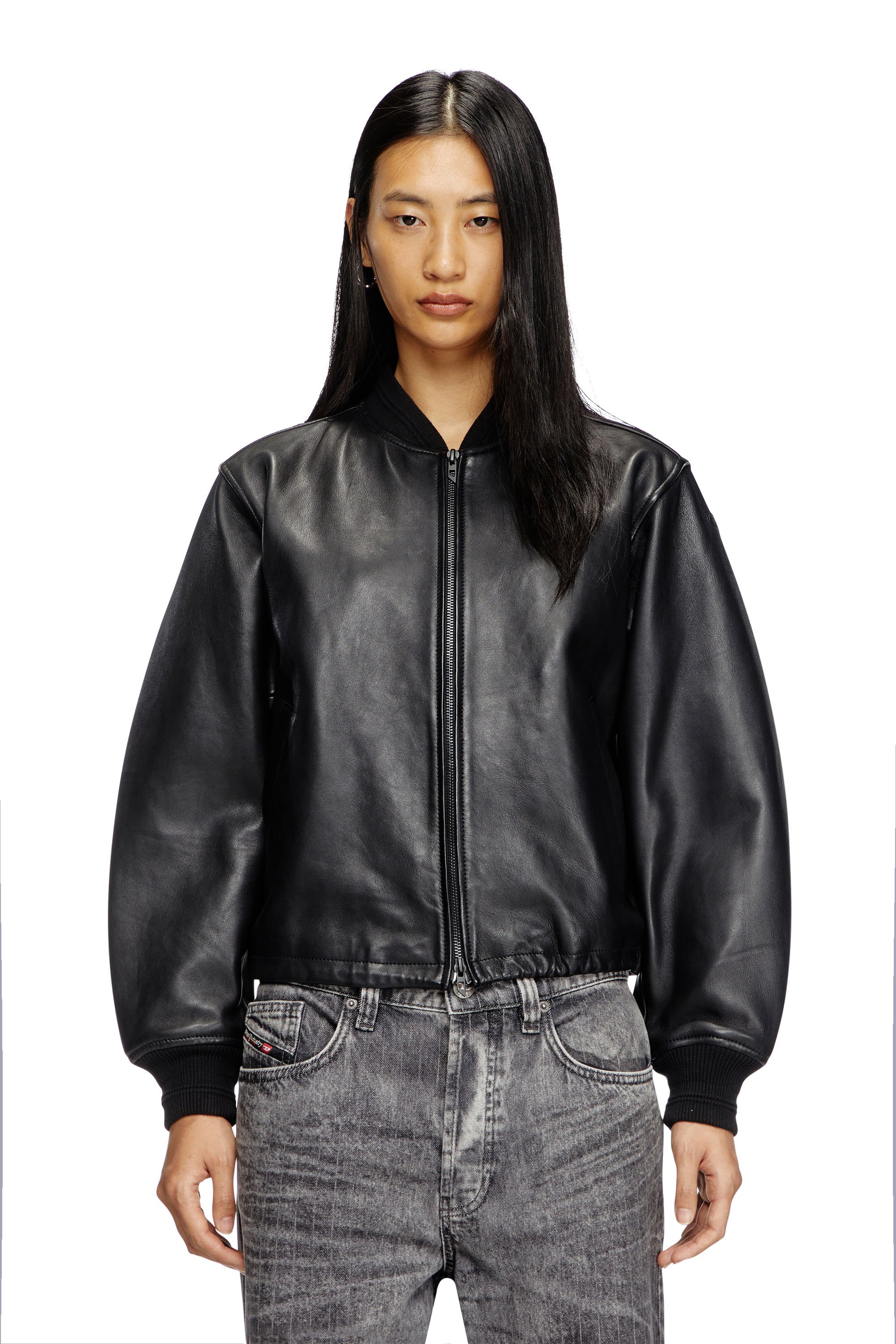 Diesel - L-ILYAN, Bomber in pelle Donna in Nero - 1