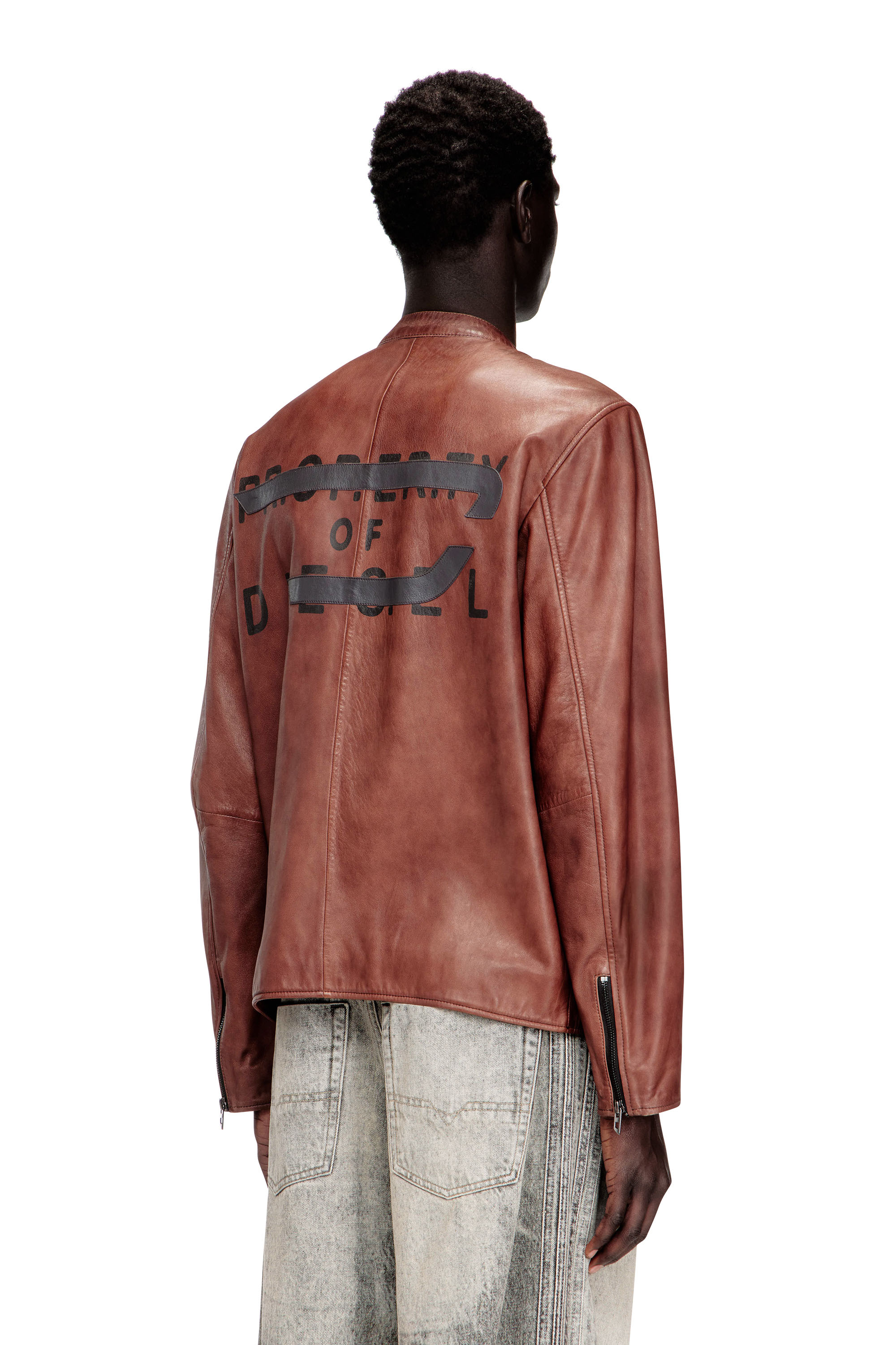 Diesel - L-TAD-BKBX, Giacca biker in pelle con logo d'archivio Uomo in ToBeDefined - 4