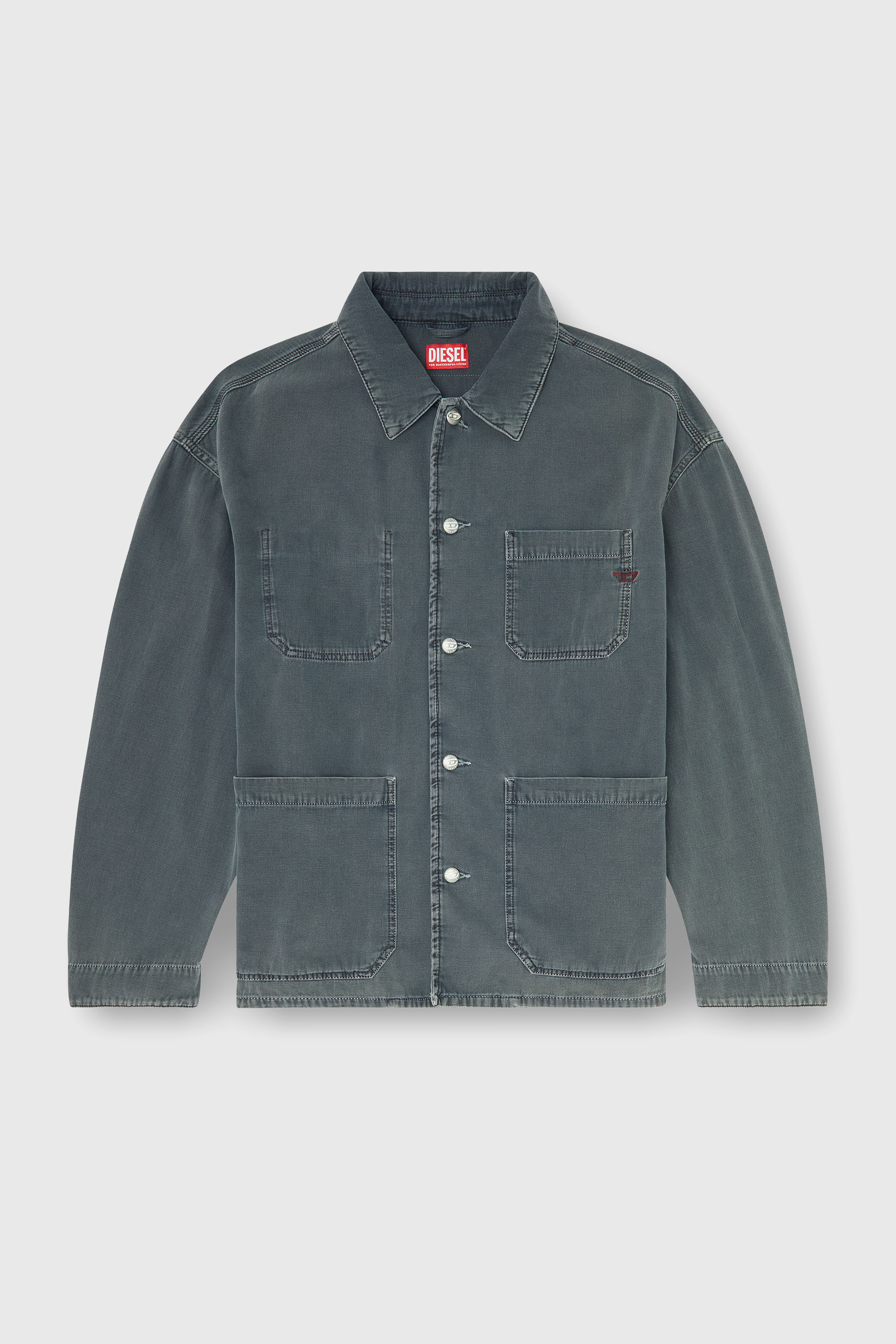 Diesel - D-STACK-U, Giacca utility in denim colorato Unisex in Grigio - 2