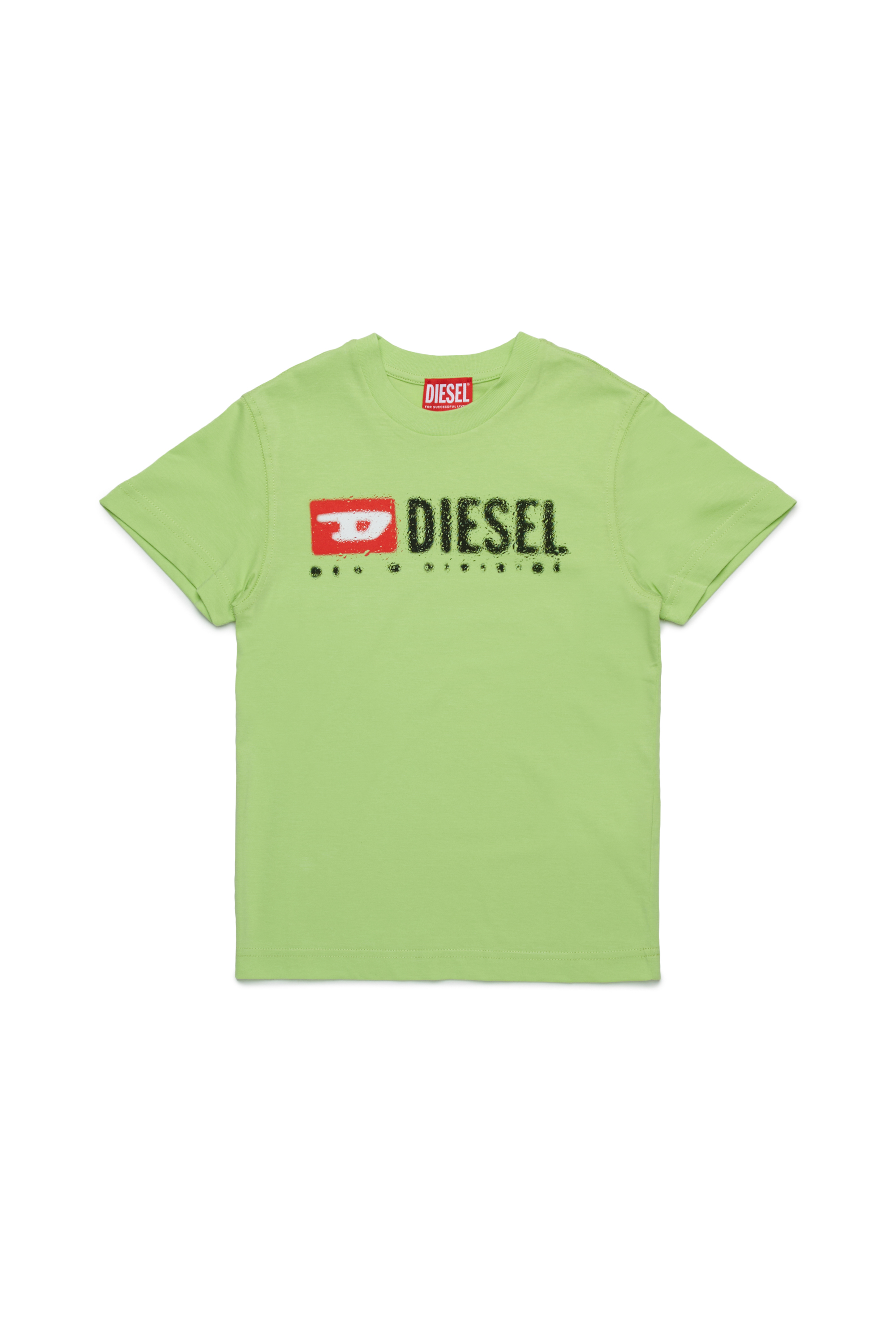 Diesel - TADJUSTK14, T-shirt in cotone con logo stampato Uomo in Verde - 1