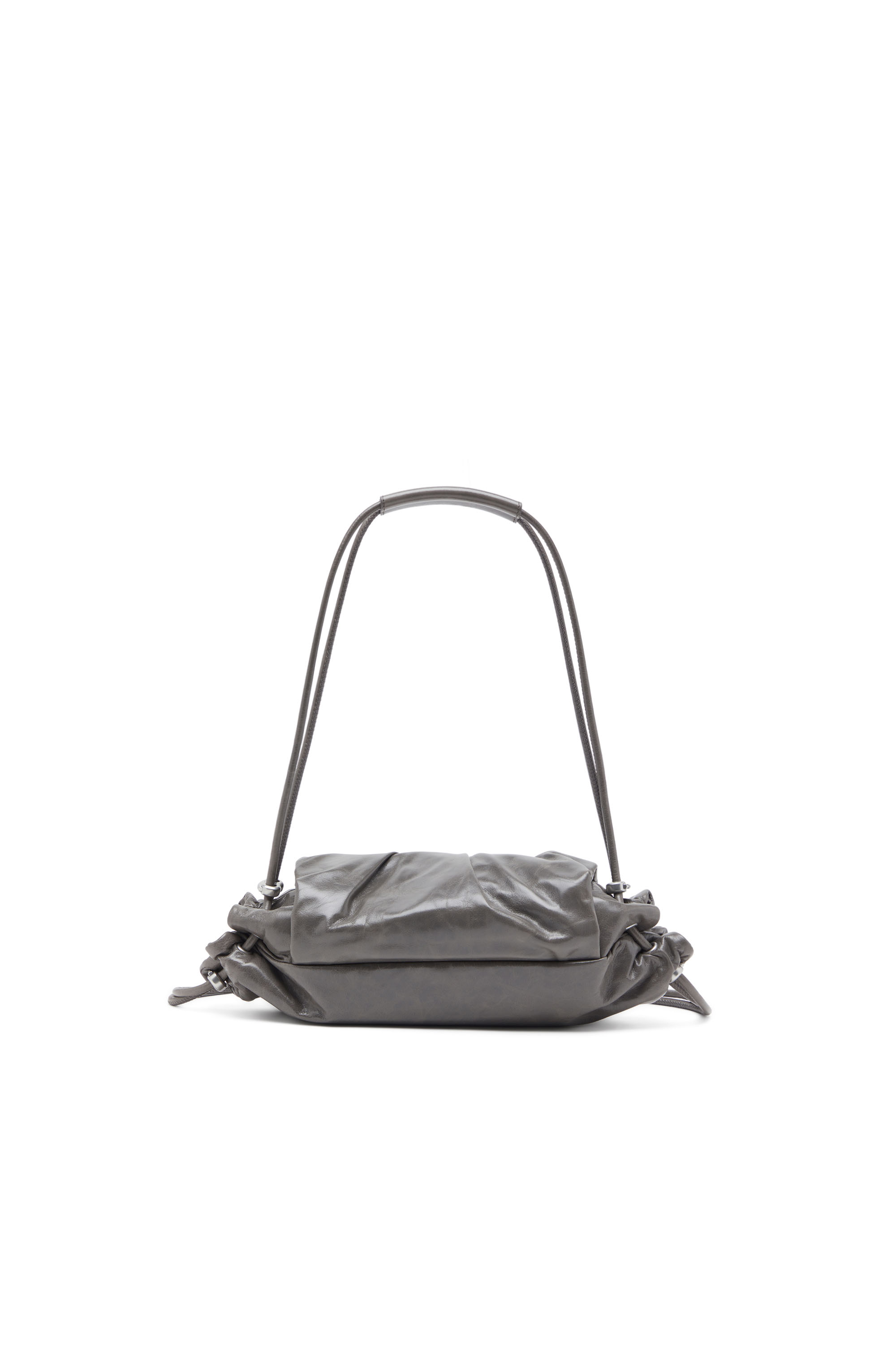 Diesel - SCRUNCH-D SHOULDER S, Borsa a spalla arricciata in pelle lucida Donna in Grigio - 2