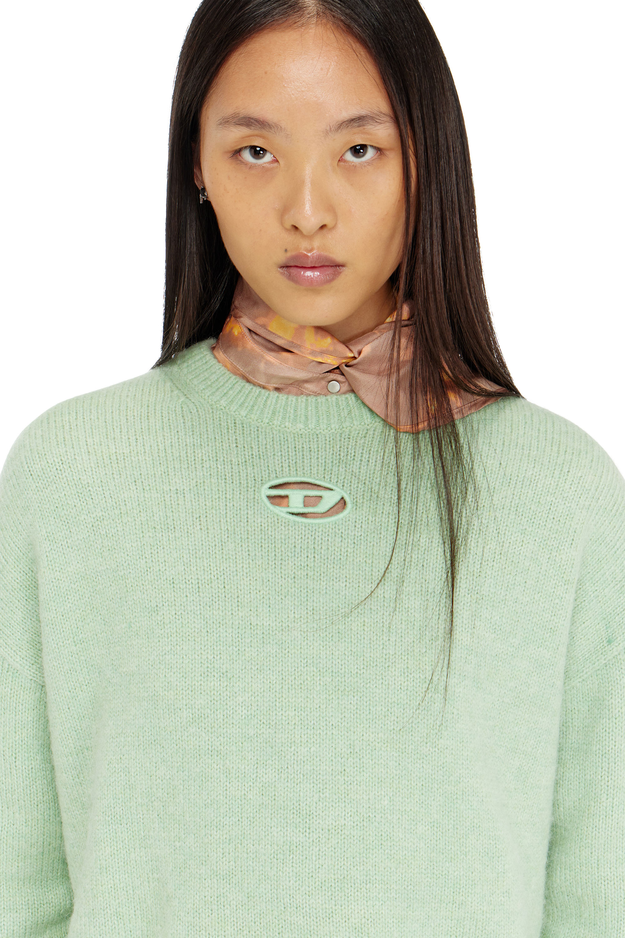 Diesel - M-AREETA, Maglia in misto lana e alpaca Donna in Verde - 5