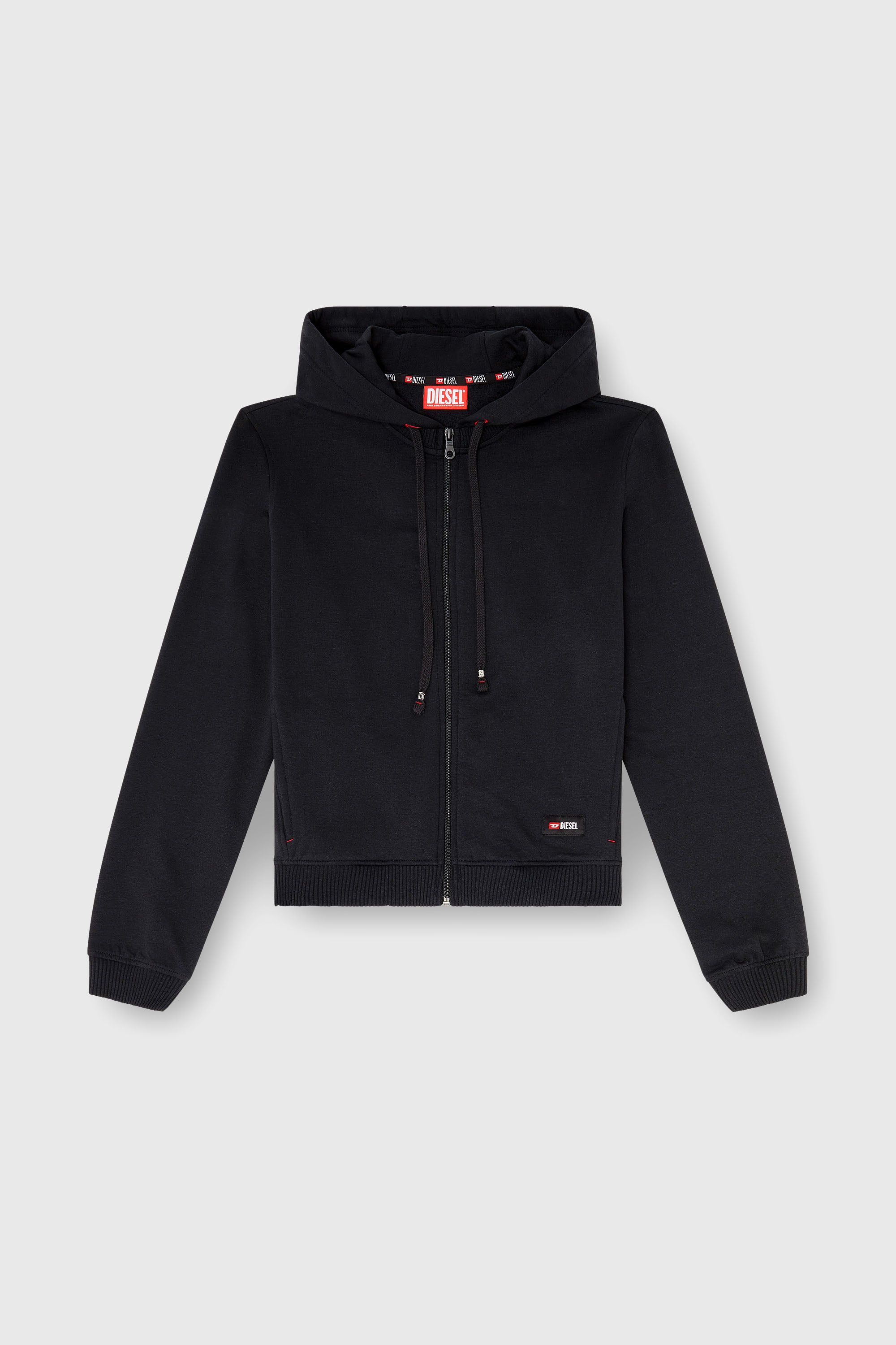 Diesel - HARRIET-D-CORE, Felpa con cappuccio in misto cotone smerigliato Donna in Nero - 1