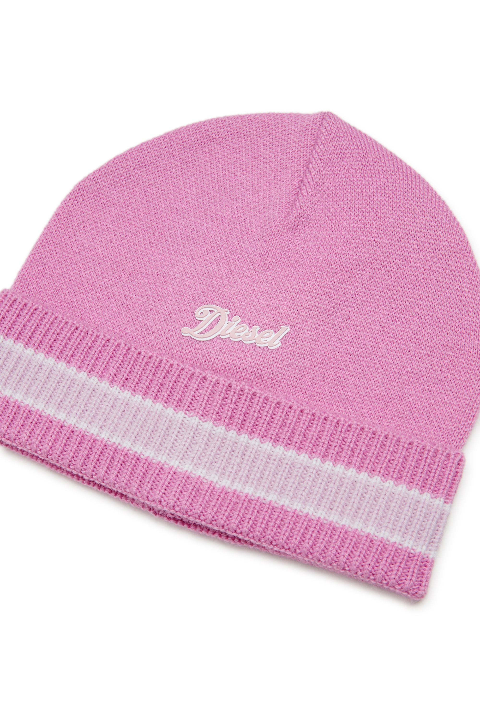 Diesel - FMOB, Beanie a righe in misto lana Unisex in Rosa - 3